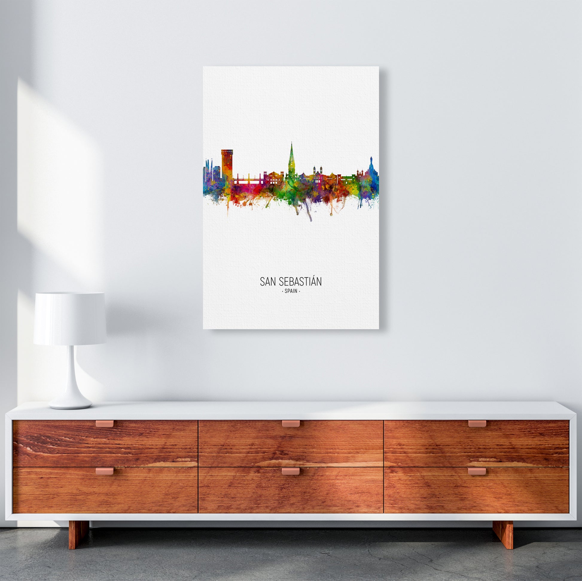 San Sebastian Spain Skyline Portrait Art Print by Michael Tompsett A1 Canvas