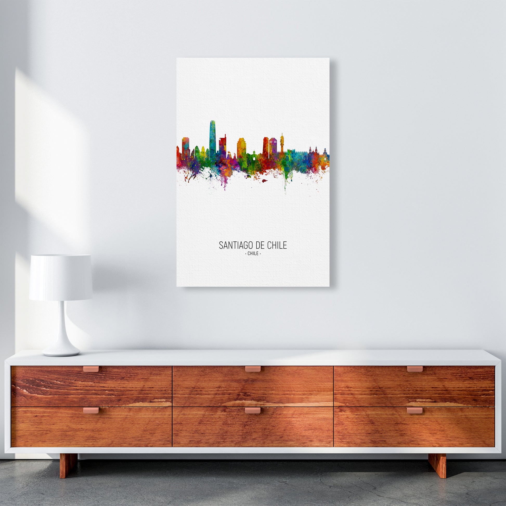 Santiago De Chile Chile Skyline Portrait Art Print by Michael Tompsett A1 Canvas