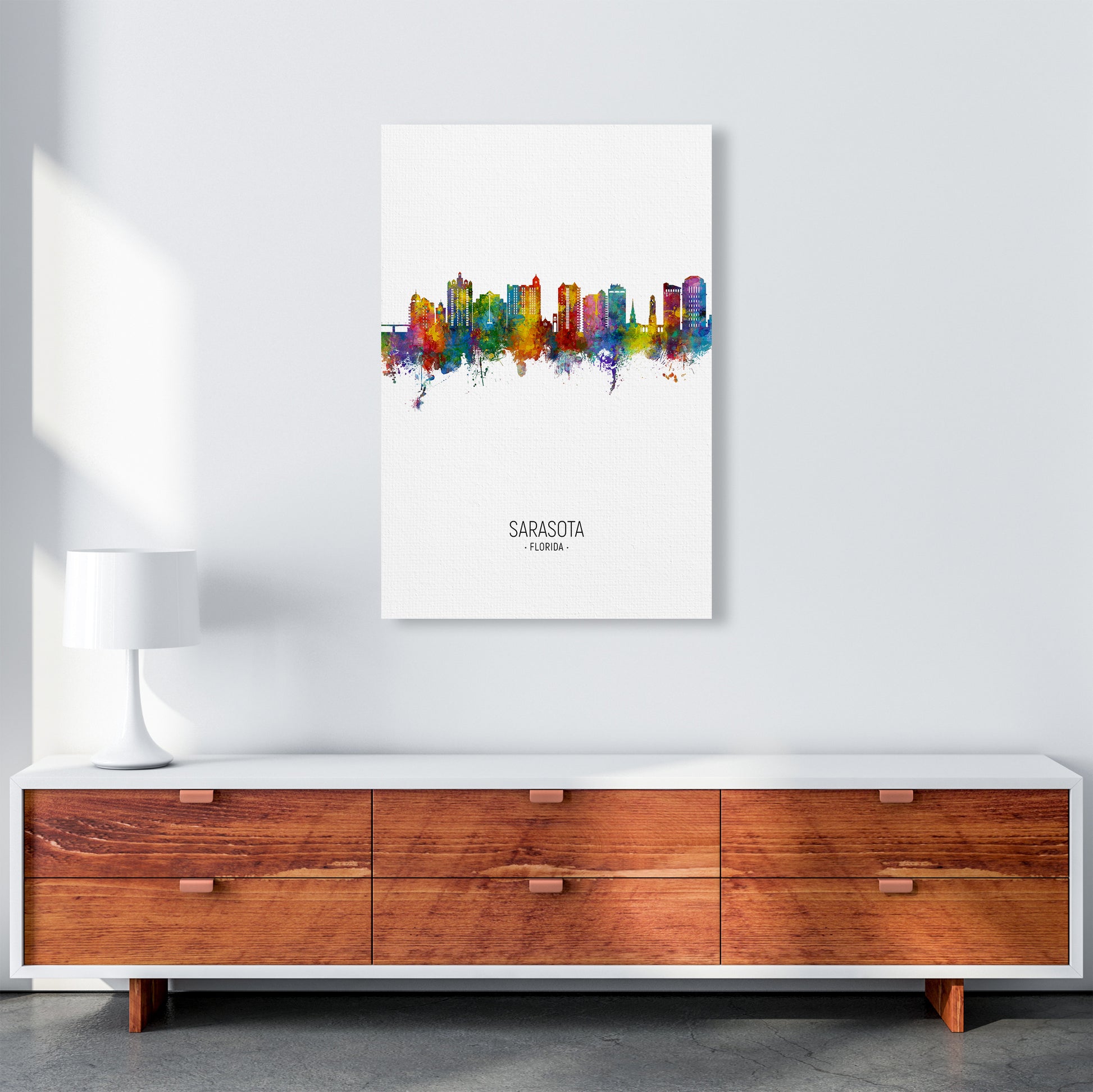 Sarasota Florida Skyline Portrait Art Print by Michael Tompsett A1 Canvas