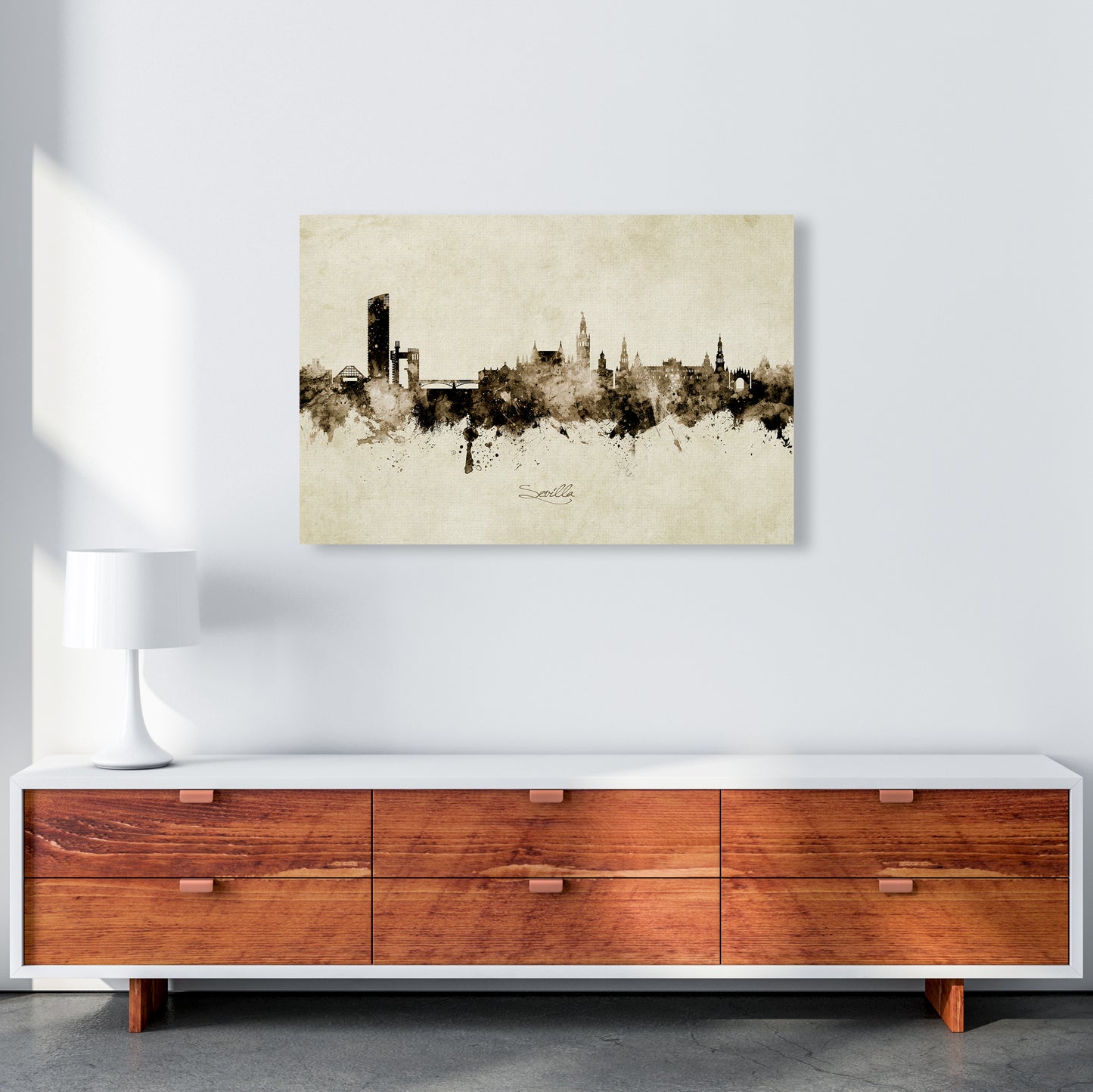 Sevilla Spain Skyline Vintage Art Print by Michael Tompsett A1 Canvas