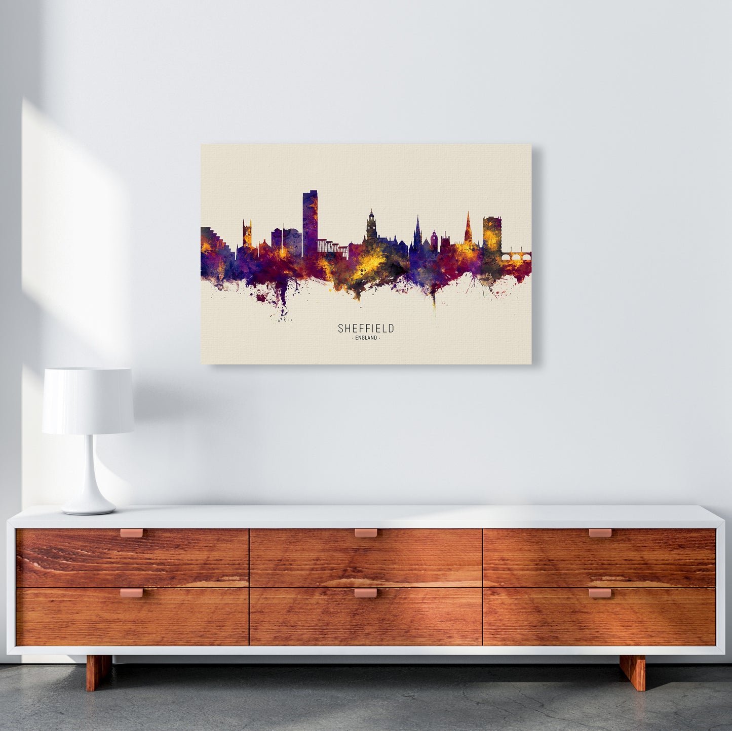 Sheffield England Skyline Autumn City Name Art Print by Michael Tompsett A1 Canvas