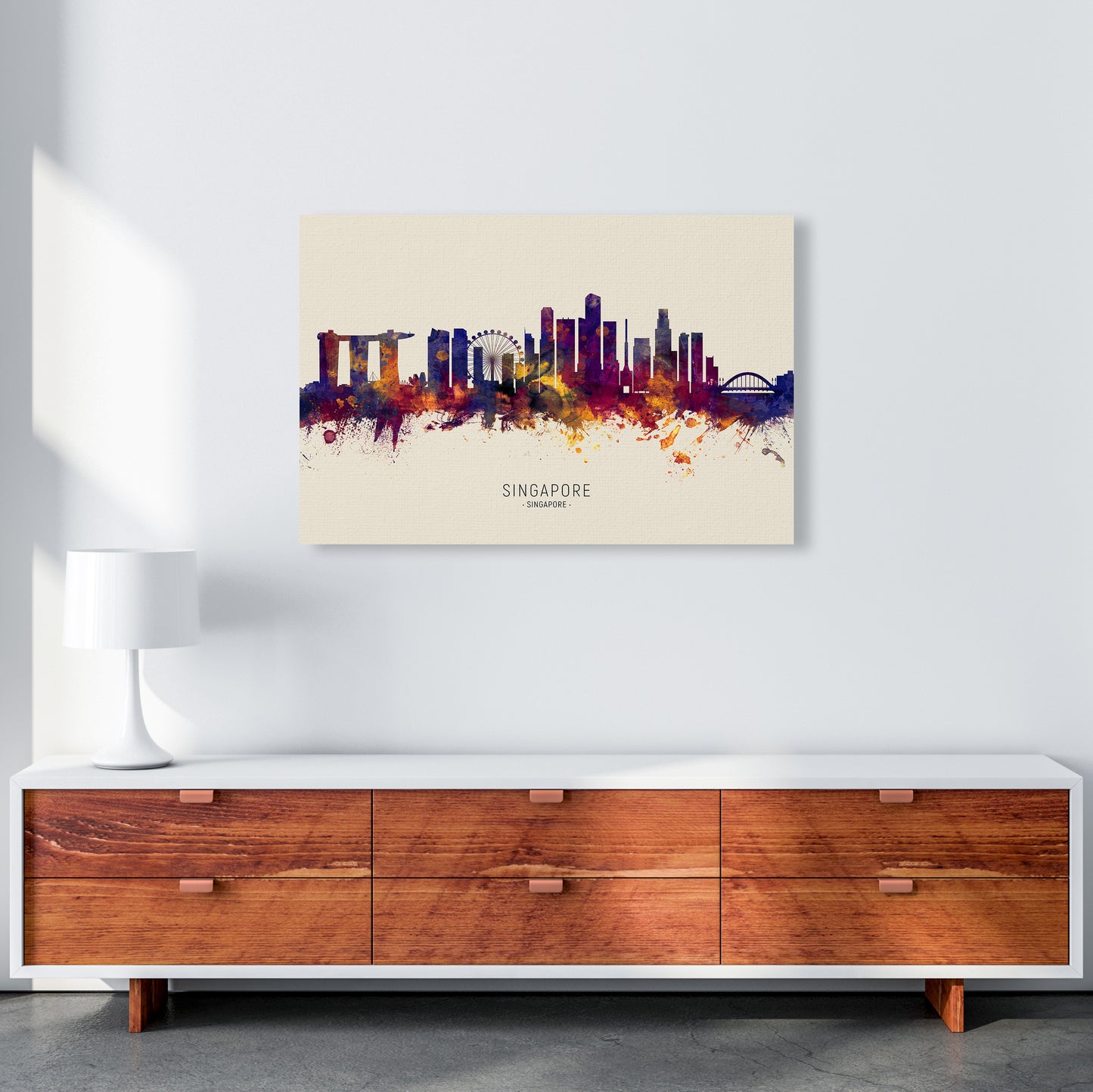 Singapore Singapore Skyline Autumn City Name Art Print by Michael Tompsett A1 Canvas