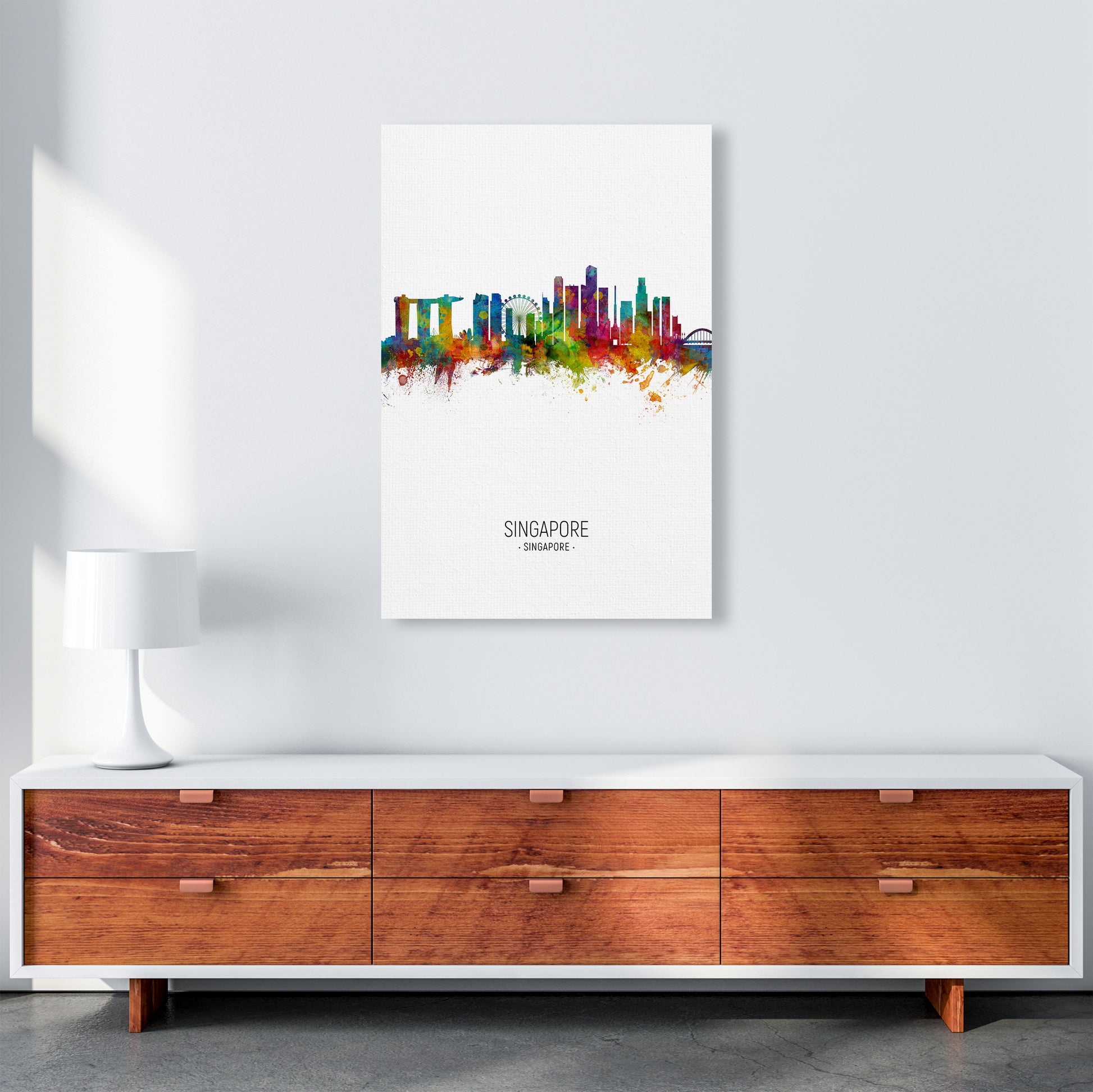 Singapore Singapore Skyline Portrait Art Print by Michael Tompsett A1 Canvas