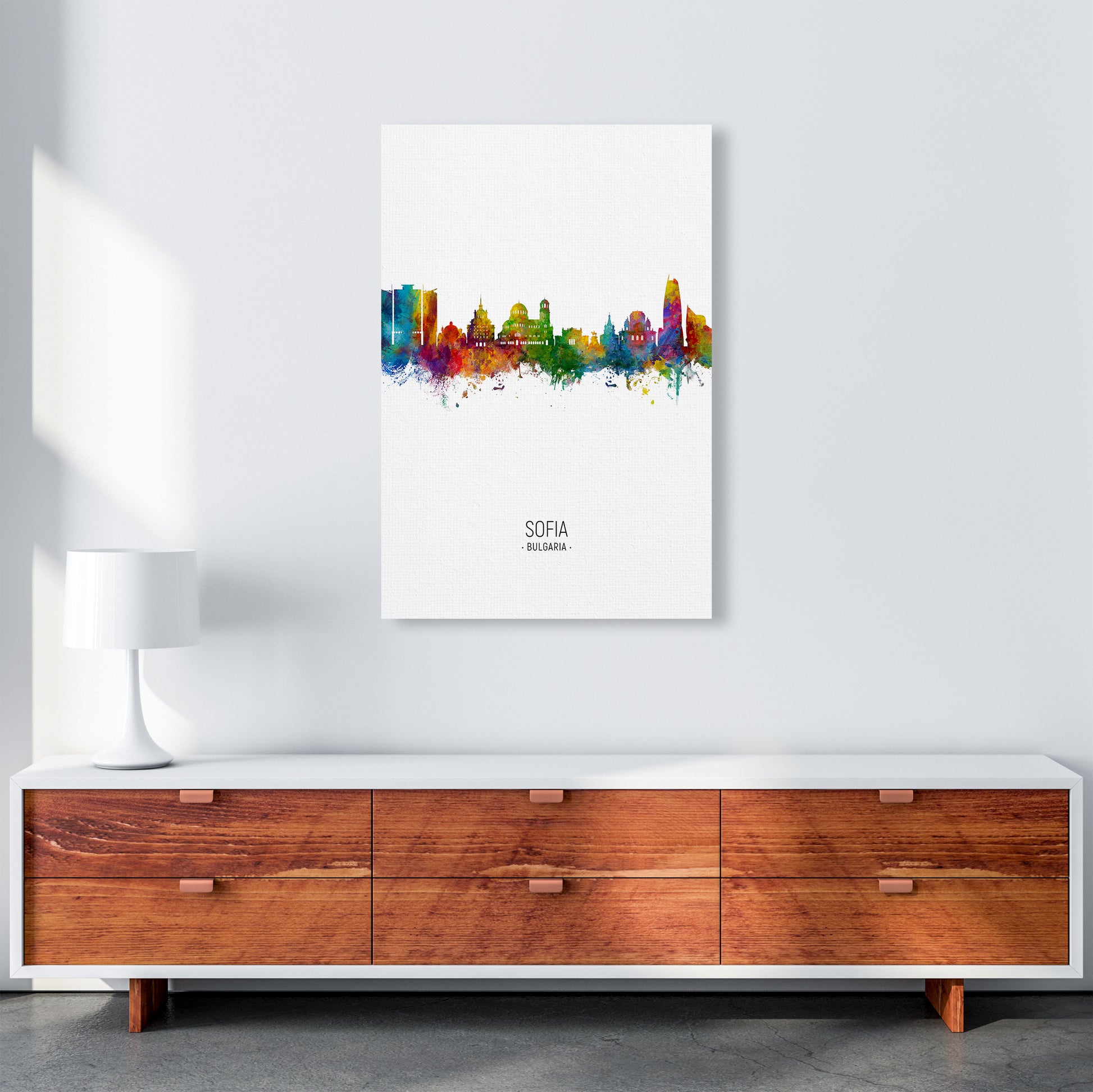 Sofia Bulgaria Skyline Portrait Art Print by Michael Tompsett A1 Canvas