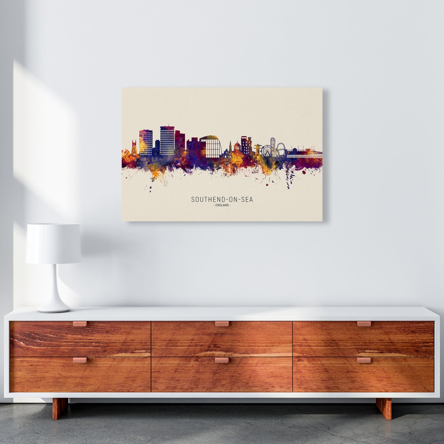Southend-On-Sea England Skyline Autumn City Name Art Print by Michael Tompsett A1 Canvas