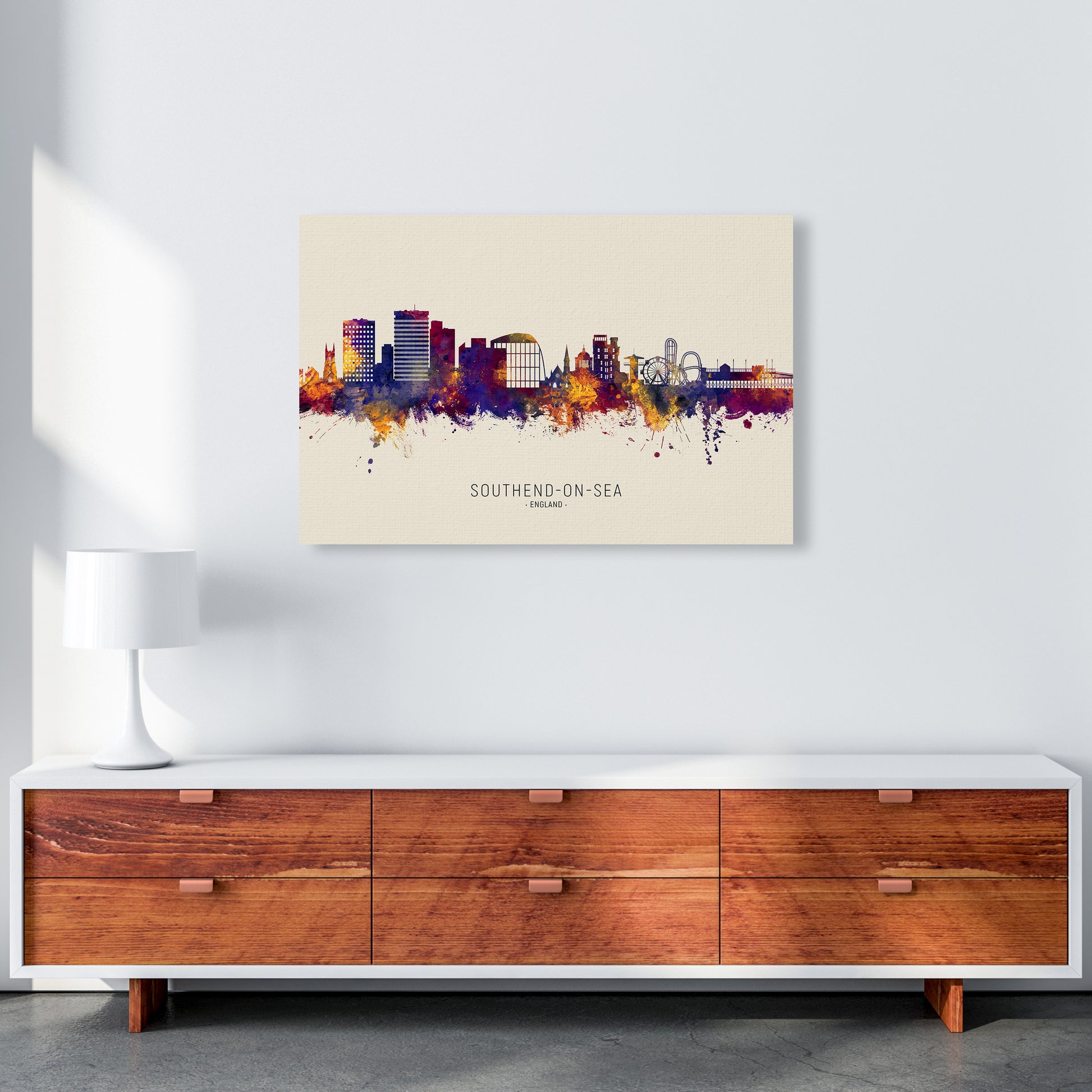 Southend-On-Sea England Skyline Autumn City Name Art Print by Michael Tompsett A1 Canvas