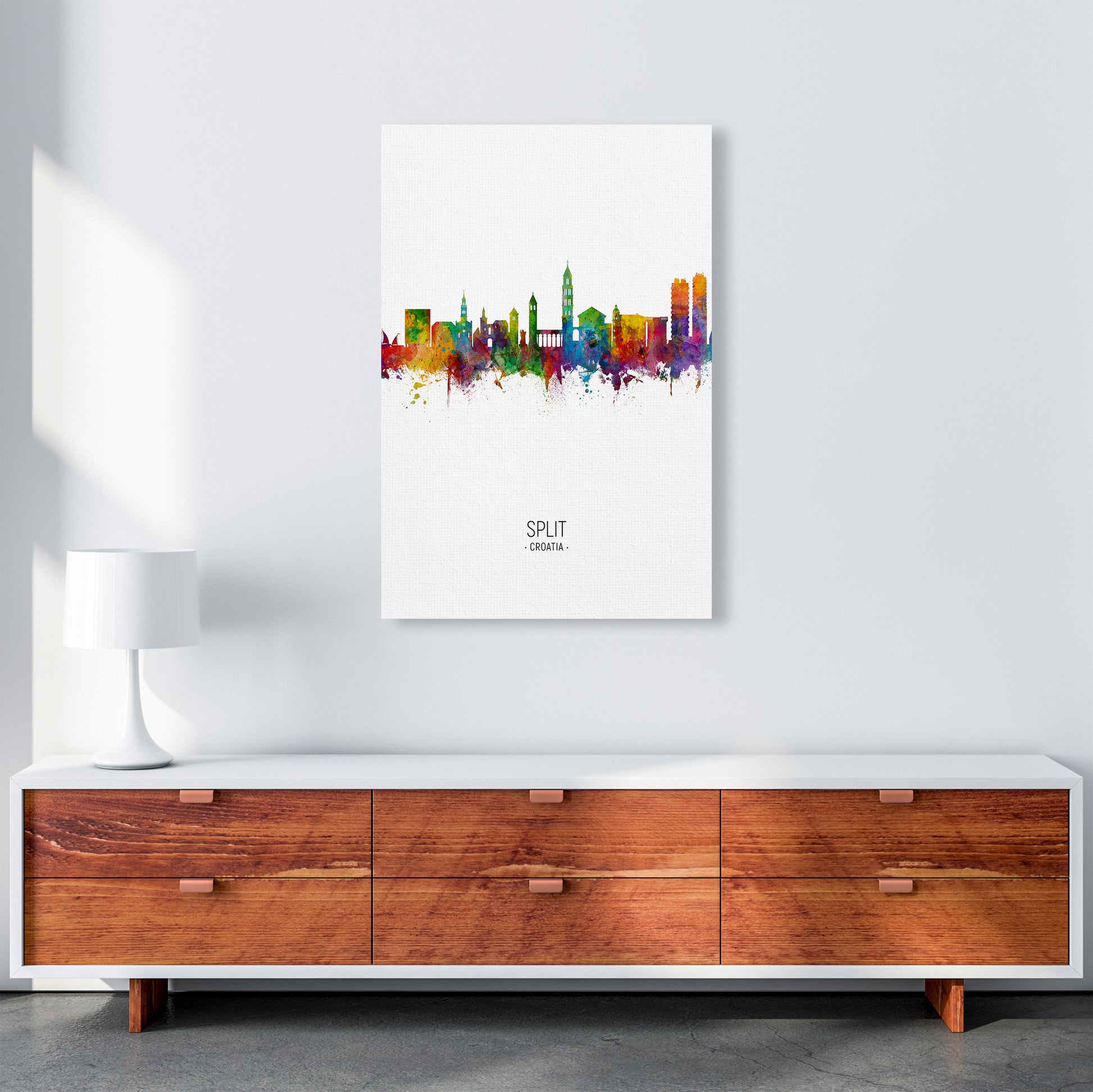 Split Croatia Skyline Portrait Art Print by Michael Tompsett A1 Canvas