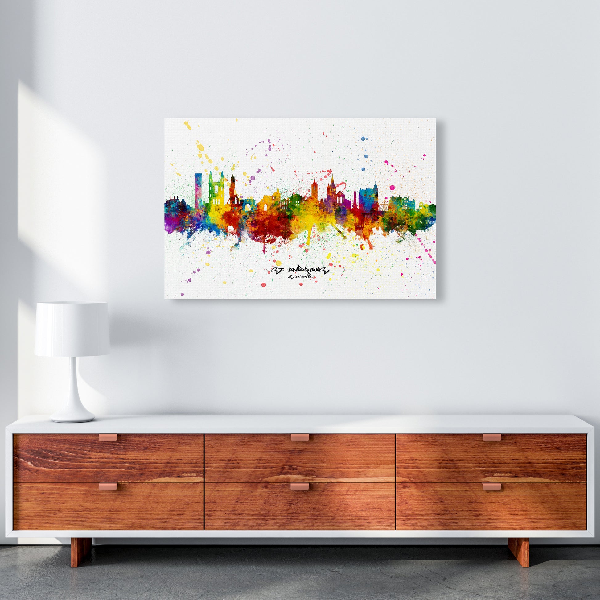 St Andrews Scotland Skyline Splash Art Print by Michael Tompsett A1 Canvas