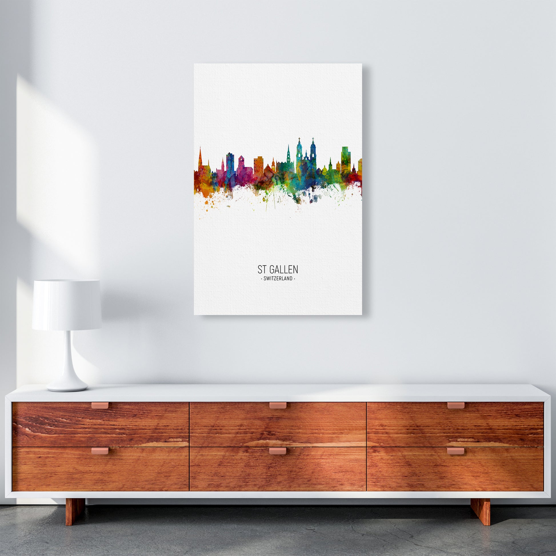 St Gallen Switzerland Skyline Portrait Art Print by Michael Tompsett A1 Canvas