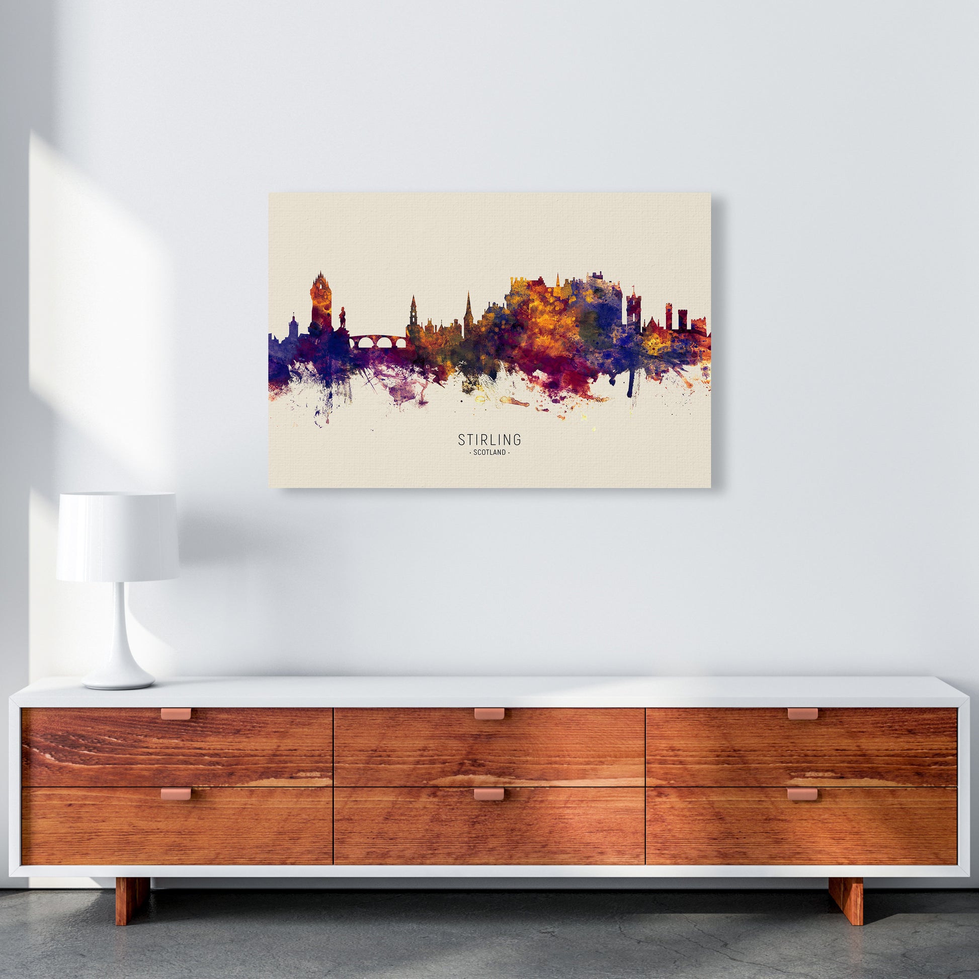 Stirling Scotland Skyline Autumn City Name Art Print by Michael Tompsett A1 Canvas