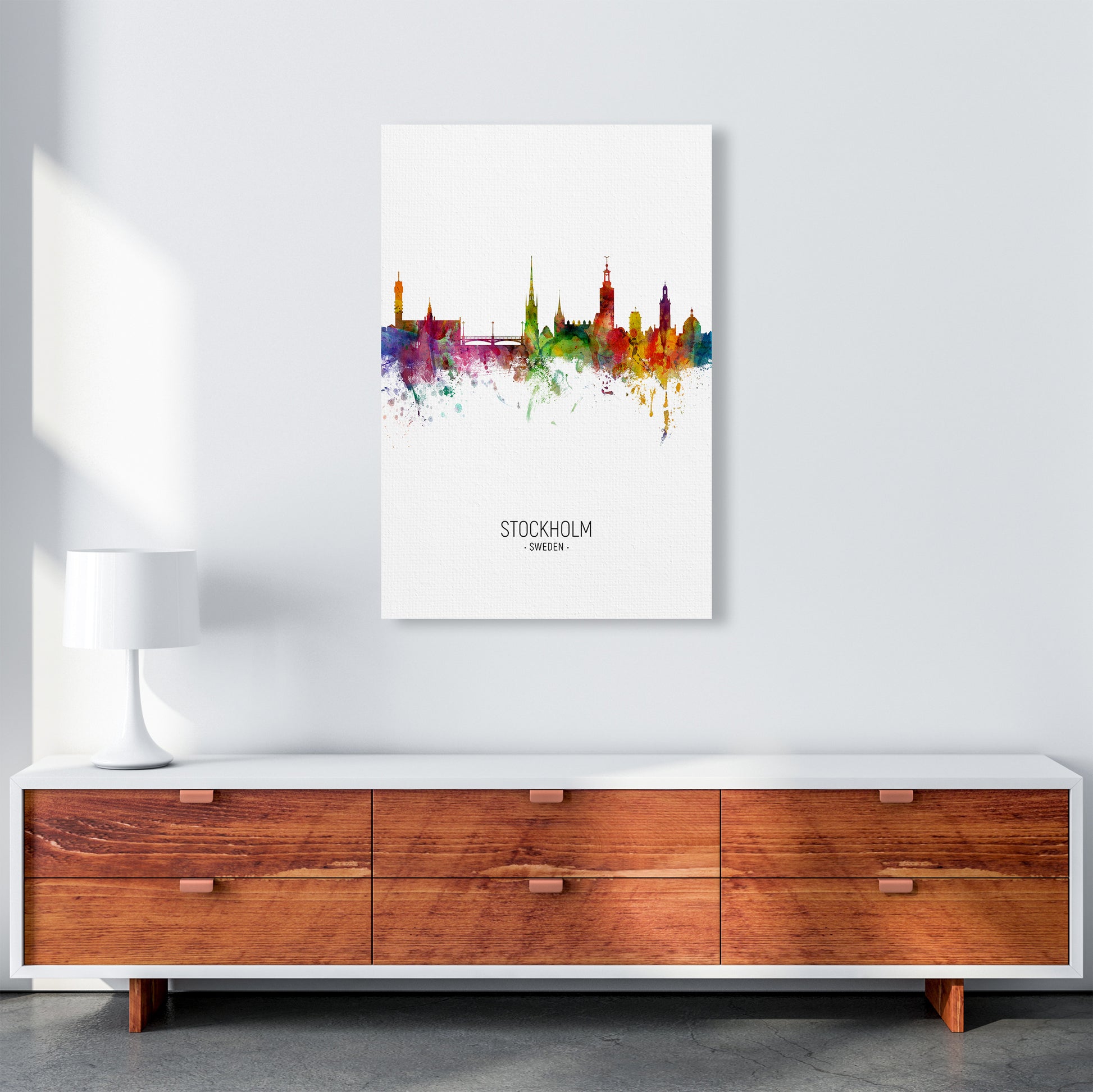 Stockholm Sweden Skyline Portrait Art Print by Michael Tompsett A1 Canvas