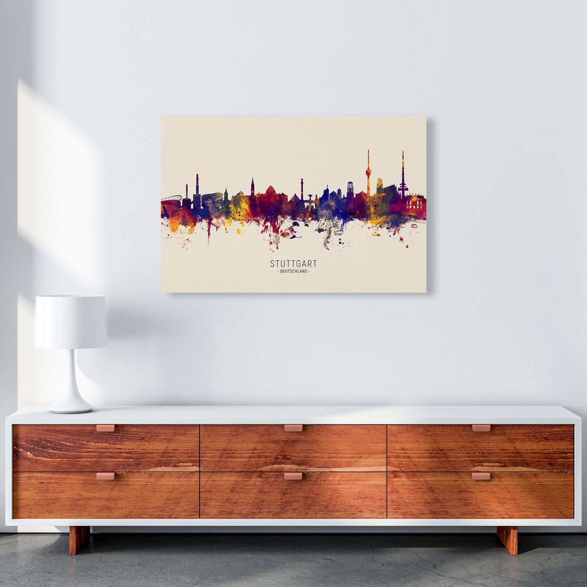 Stuttgart Deutschland Skyline Autumn City Name Art Print by Michael Tompsett A1 Canvas
