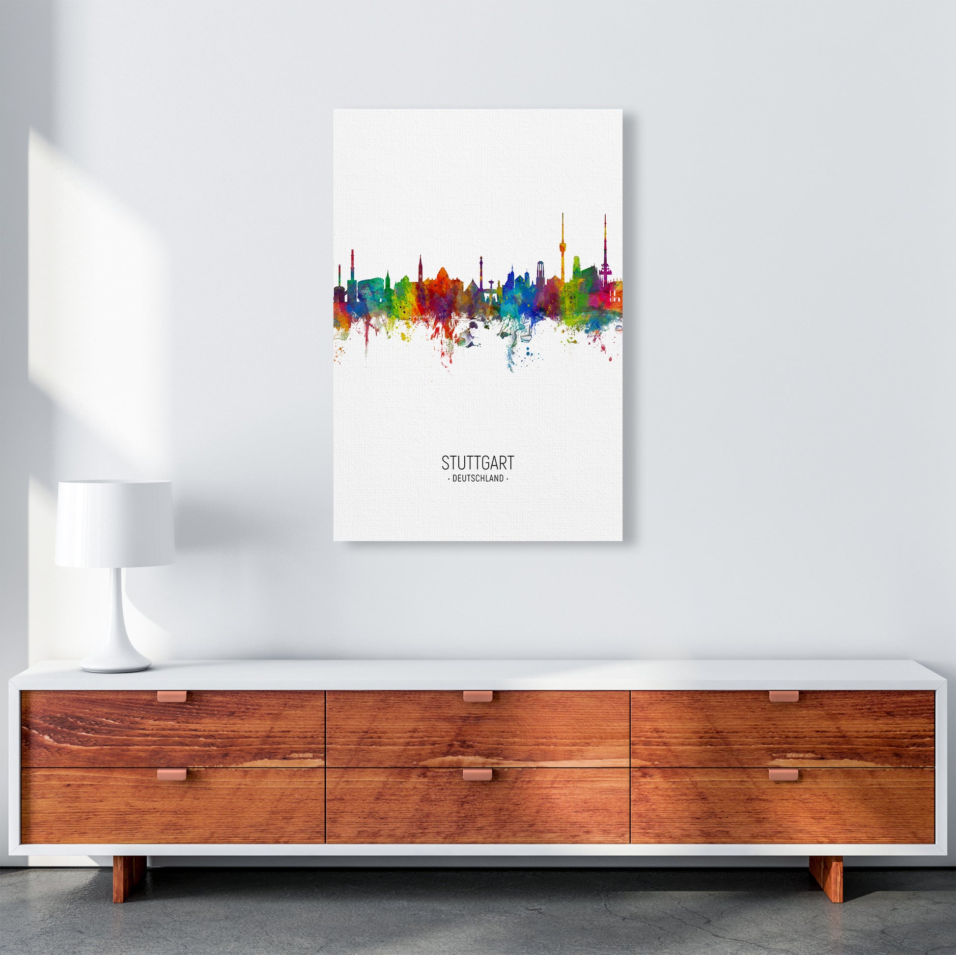Stuttgart Germany Skyline Portrait Art Print by Michael Tompsett A1 Canvas