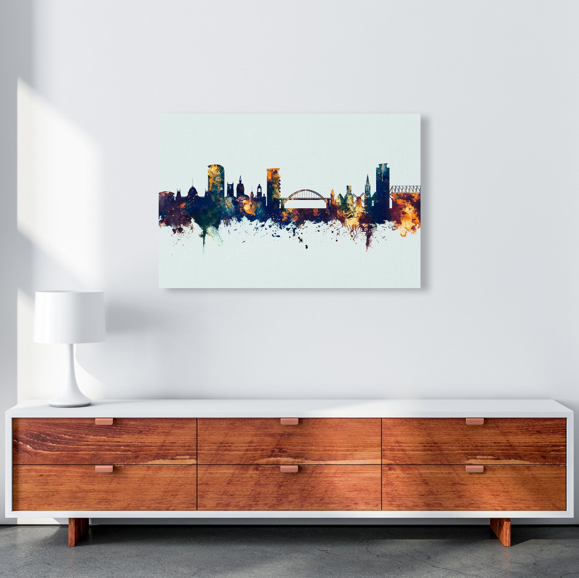 Sunderland England Skyline Blue Orange Art Print by Michael Tompsett A1 Canvas