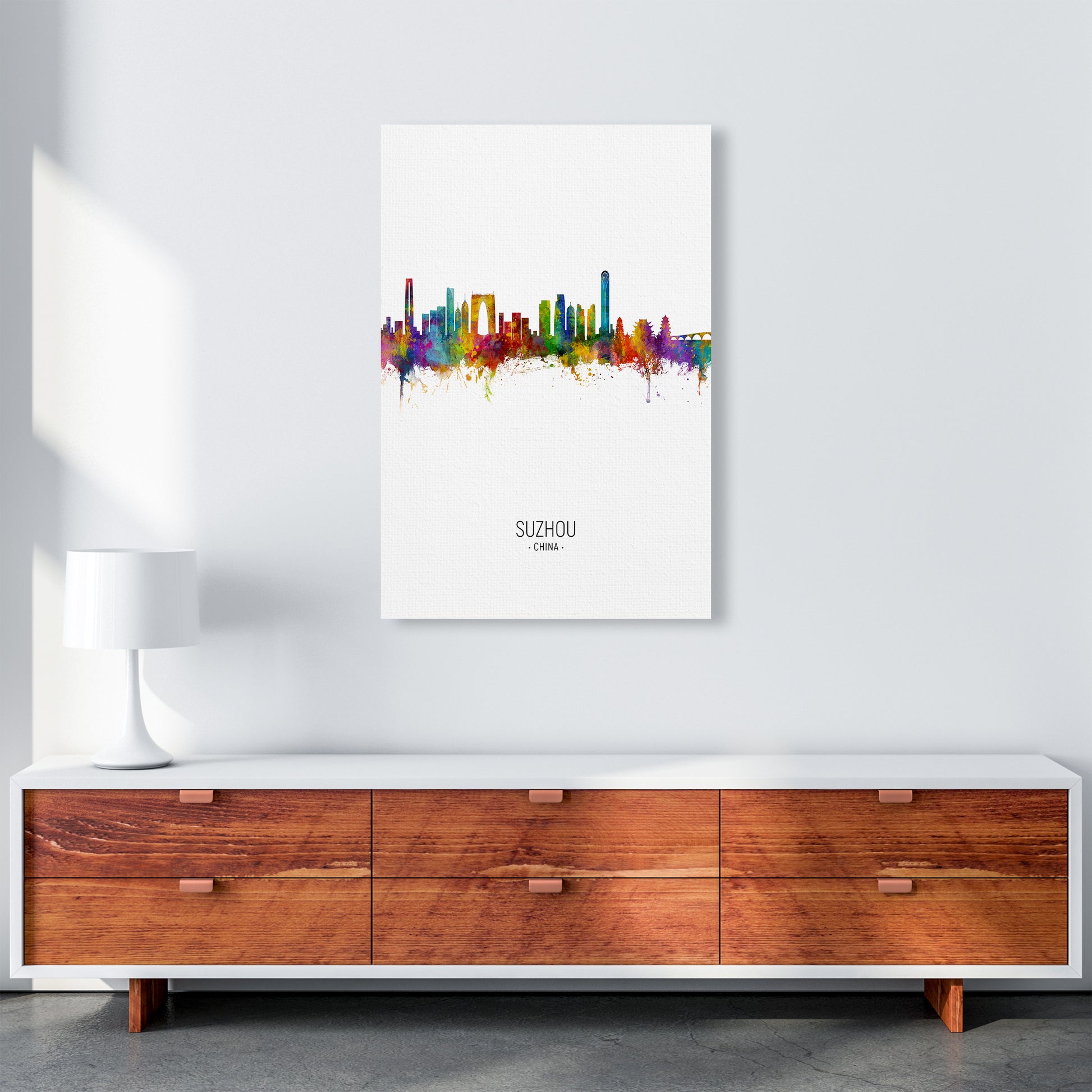 Suzhou China Skyline Portrait Art Print by Michael Tompsett A1 Canvas