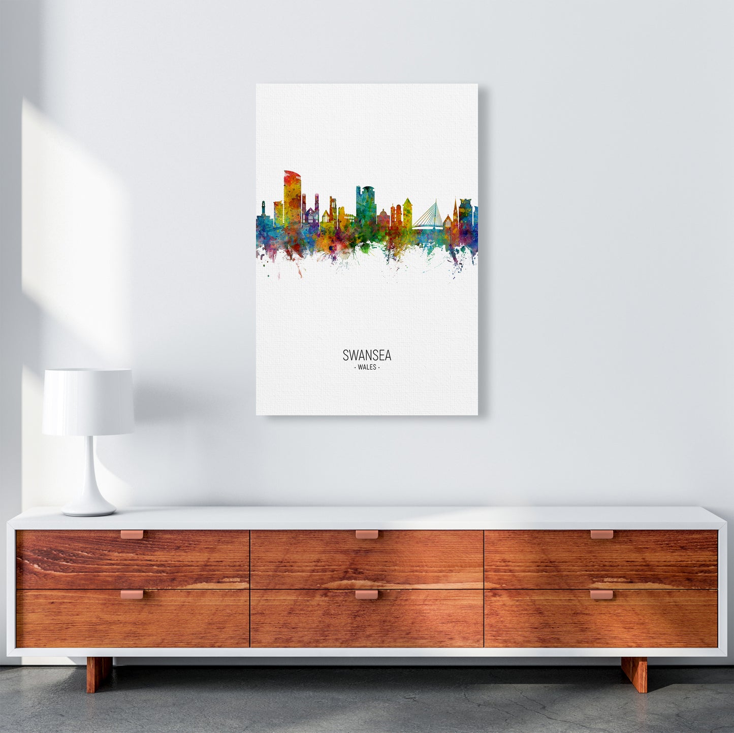 Swansea Wales Skyline Portrait Art Print by Michael Tompsett A1 Canvas