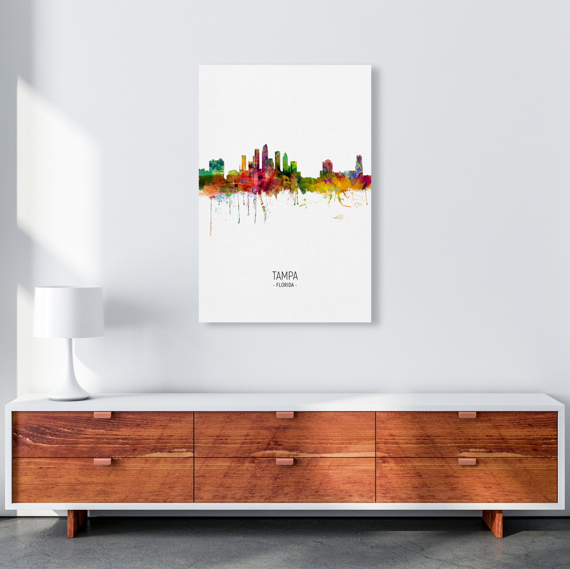 Tampa Florida Skyline Portrait Art Print by Michael Tompsett A1 Canvas