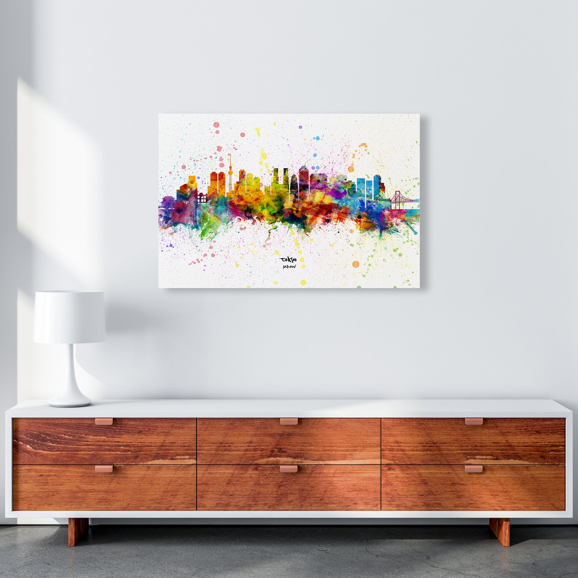 Tokyo Japan Skyline Splash Art Print by Michael Tompsett A1 Canvas