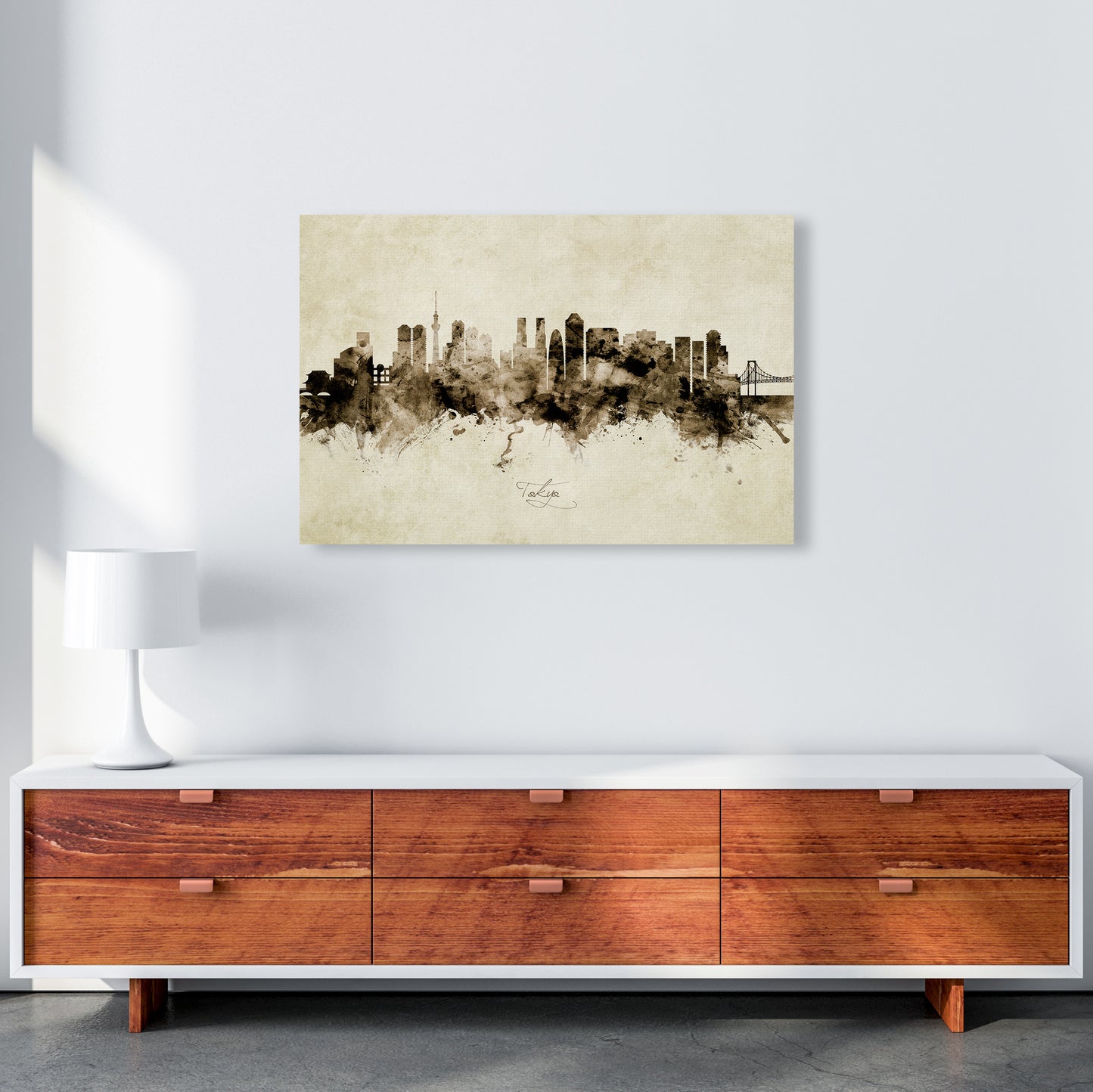 Tokyo Japan Skyline Vintage Art Print by Michael Tompsett A1 Canvas