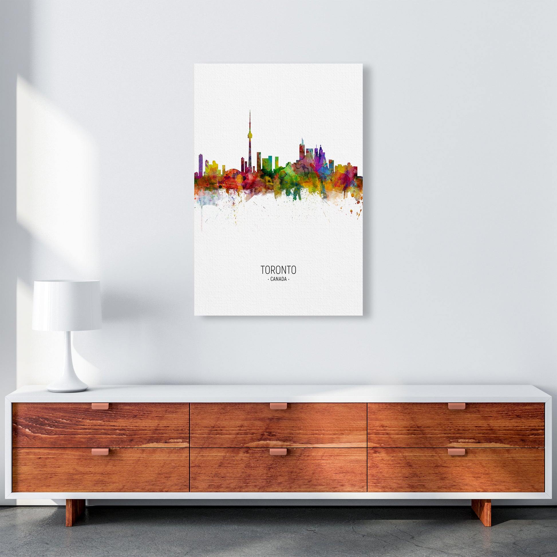 Toronto Canada Skyline Portrait Art Print by Michael Tompsett A1 Canvas