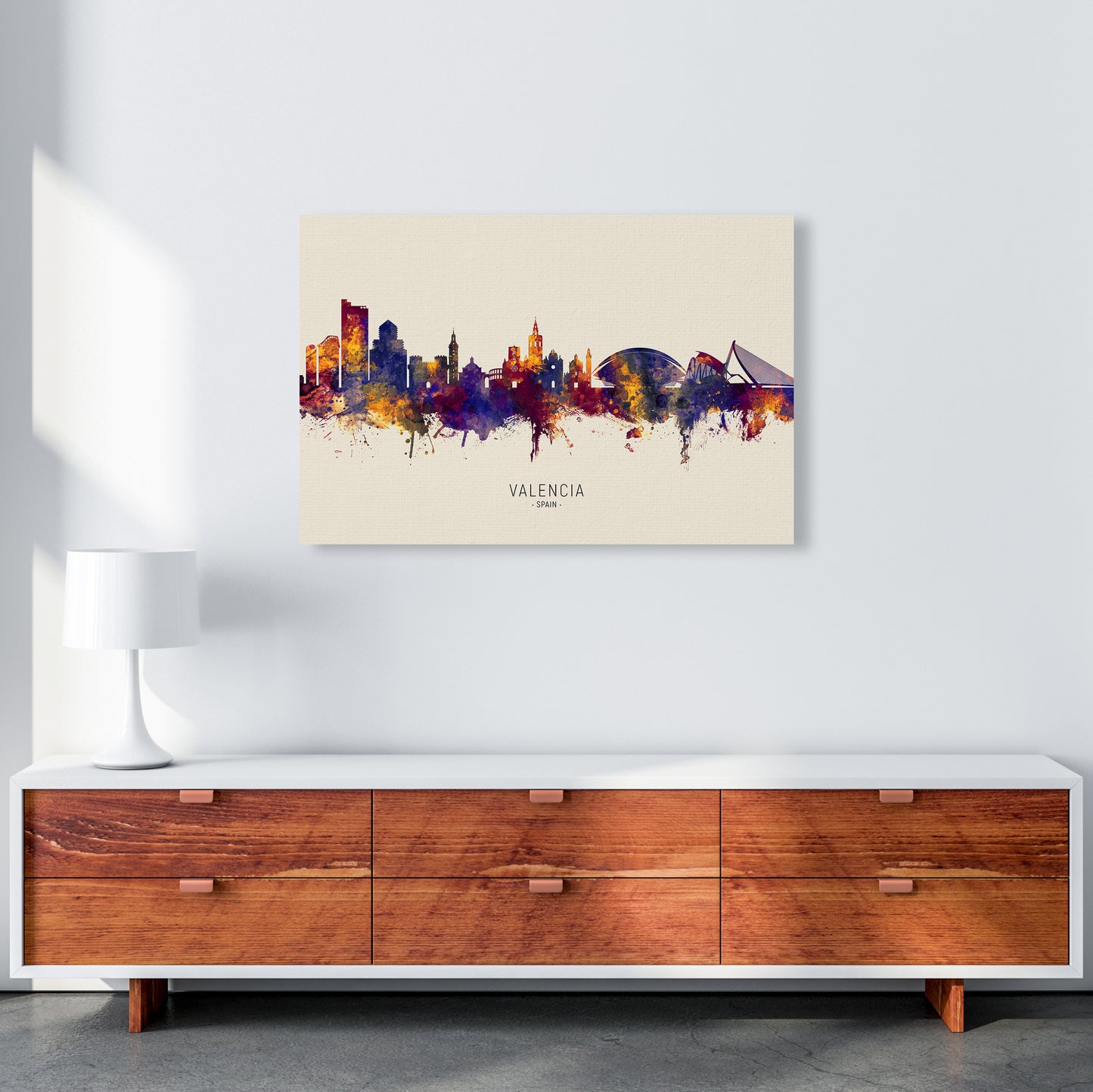 Valencia Spain Skyline Autumn City Name Art Print by Michael Tompsett A1 Canvas