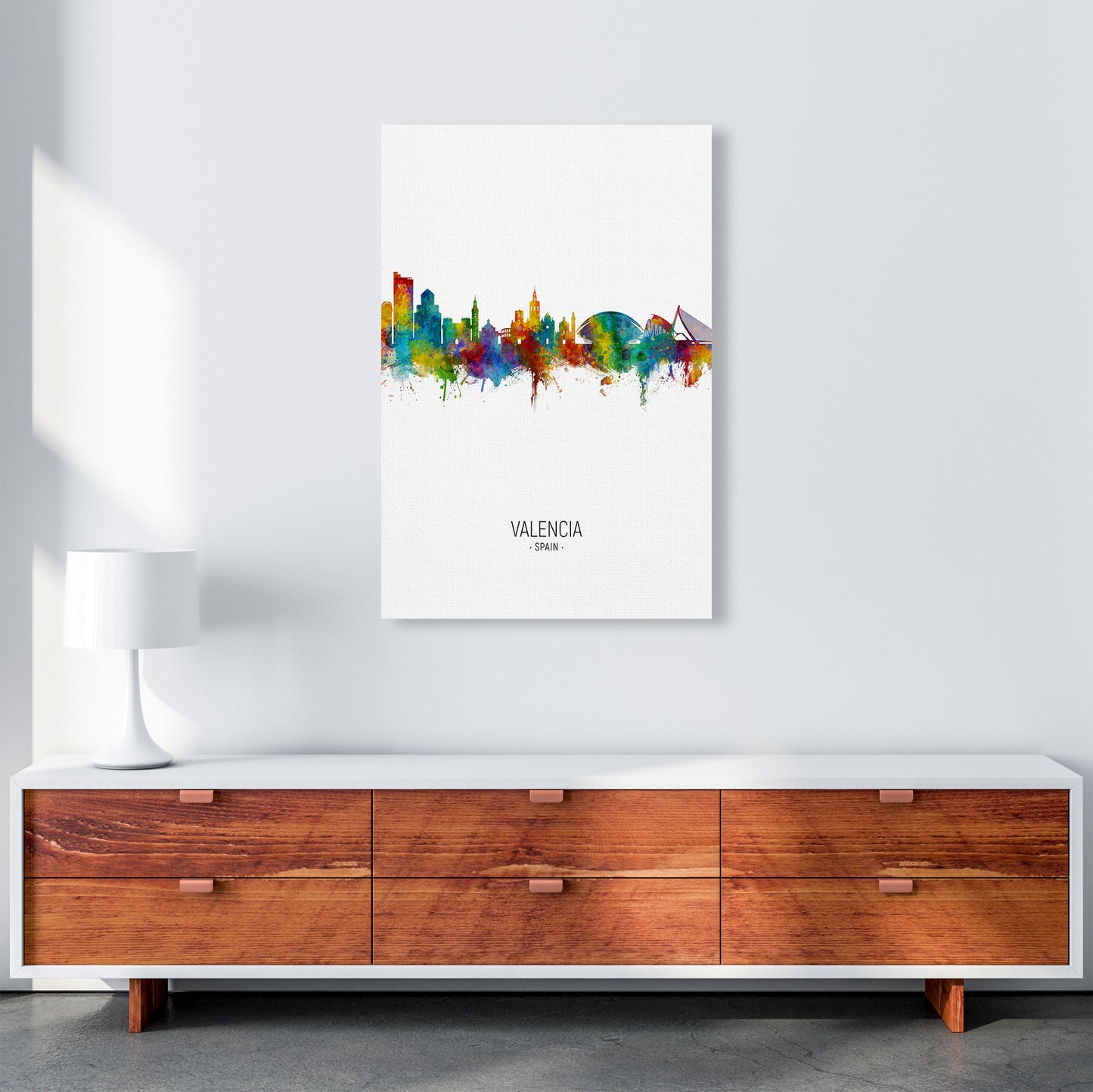 Valencia Spain Skyline Portrait Art Print by Michael Tompsett A1 Canvas
