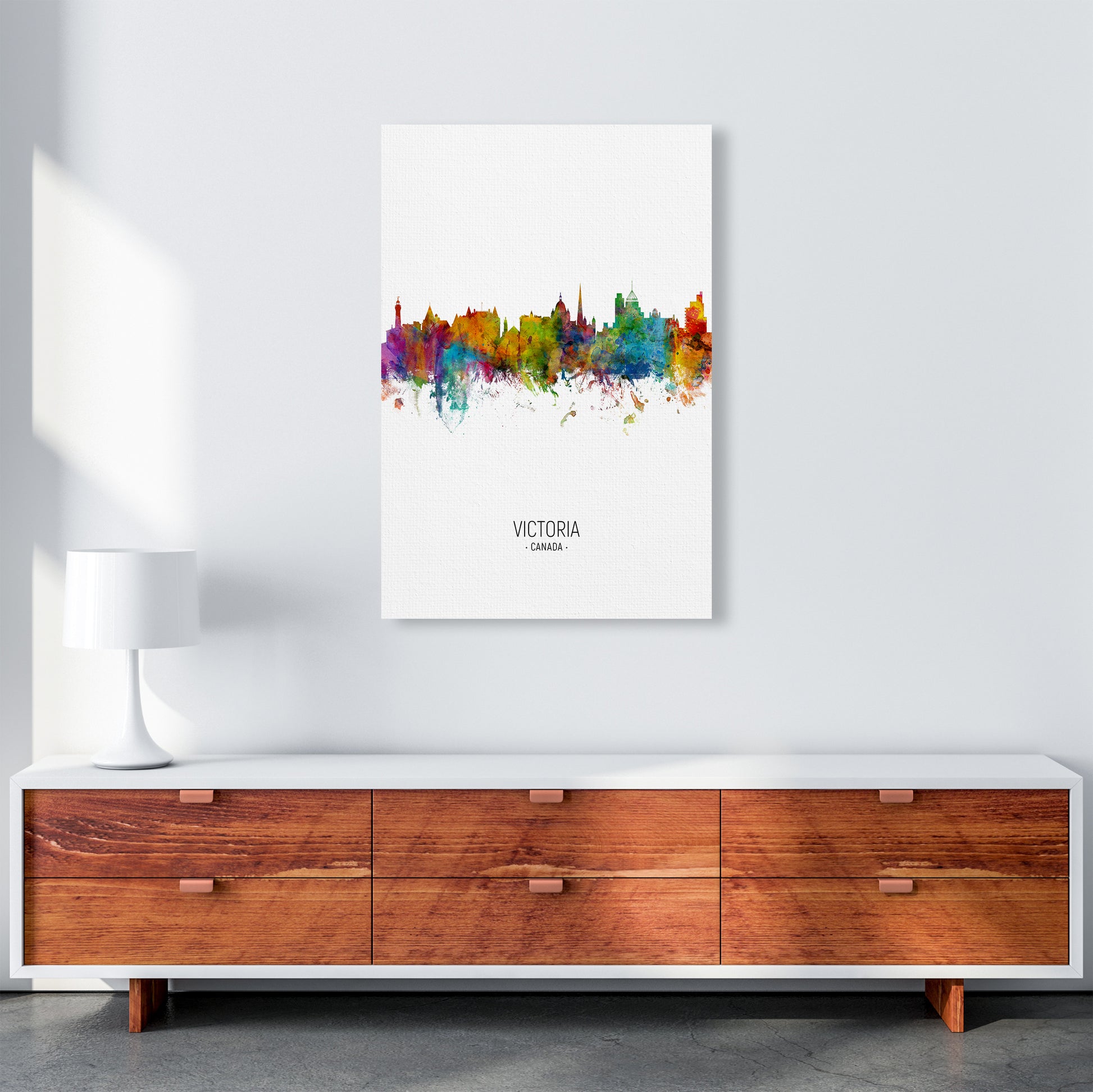 Victoria Canada Skyline Portrait Art Print by Michael Tompsett A1 Canvas