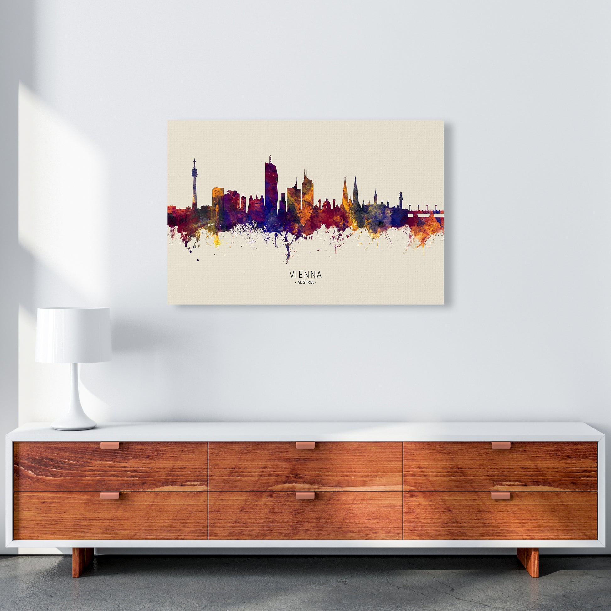 Vienna Austria Skyline Autumn City Name Art Print by Michael Tompsett A1 Canvas