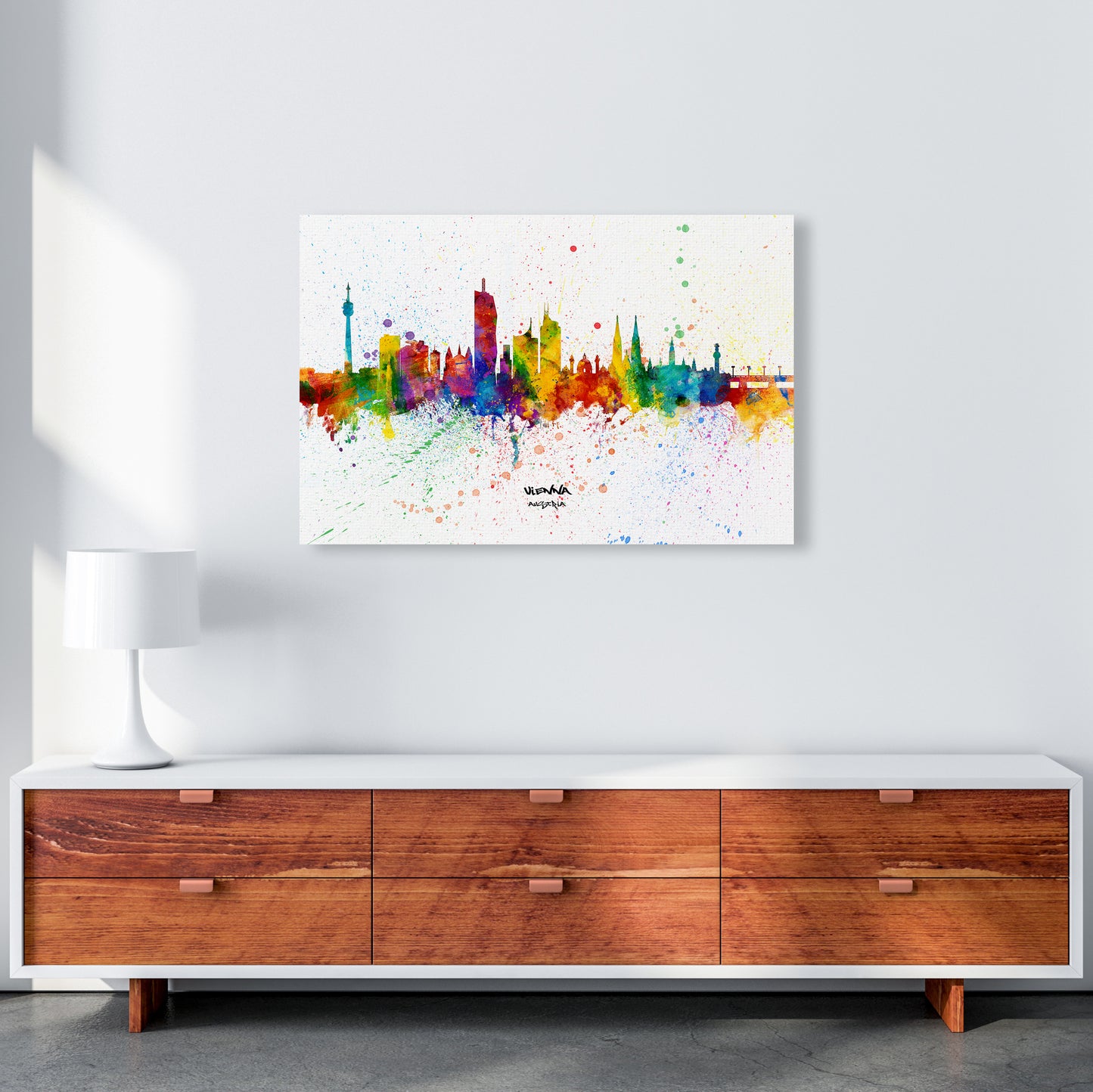 Vienna Austria Skyline Splash Art Print by Michael Tompsett A1 Canvas