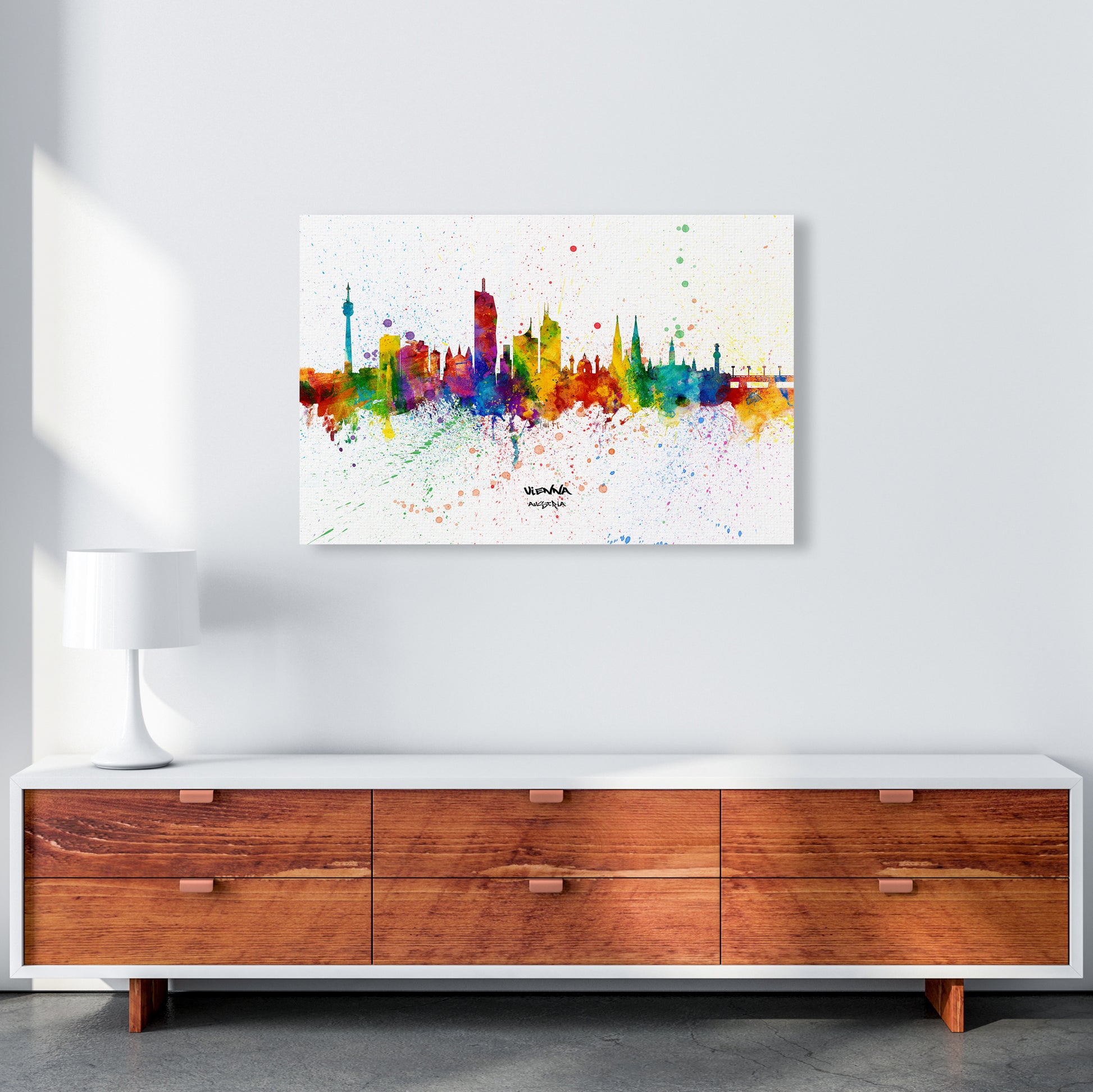 Vienna Austria Skyline Splash Art Print by Michael Tompsett A1 Canvas