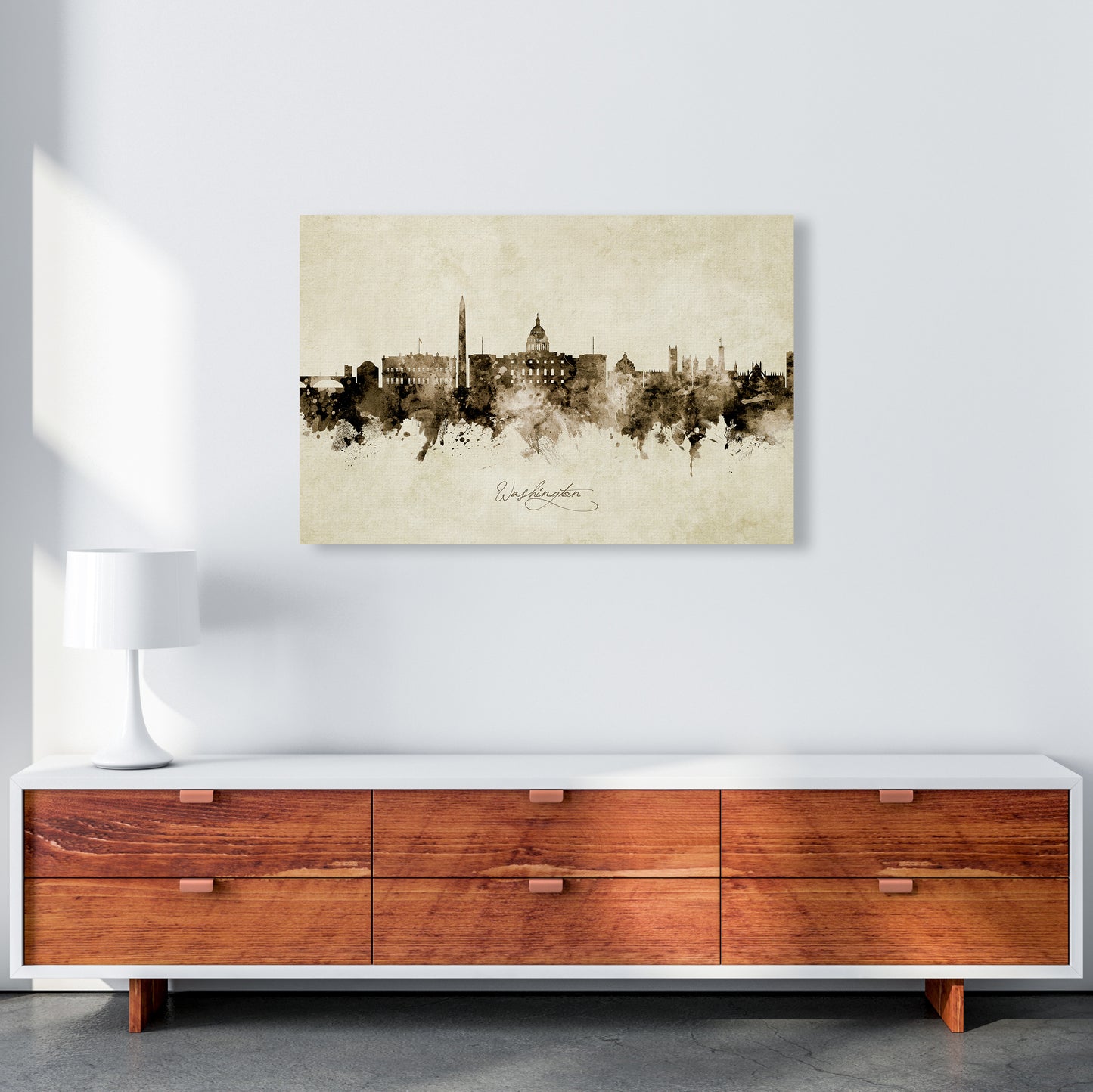 Washington Dc Skyline Vintage Art Print by Michael Tompsett A1 Canvas