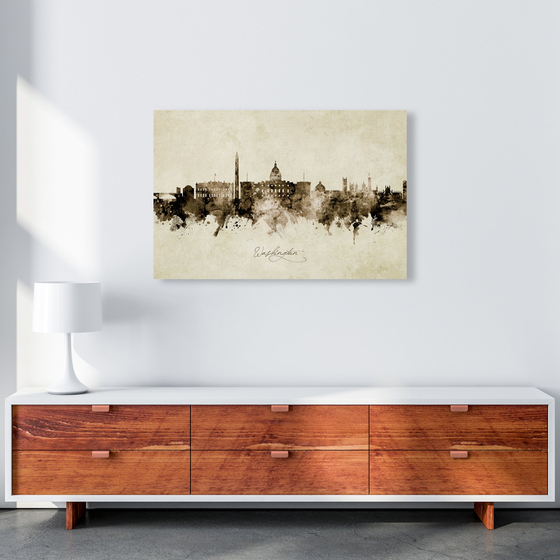 Washington Dc Skyline Vintage Art Print by Michael Tompsett A1 Canvas