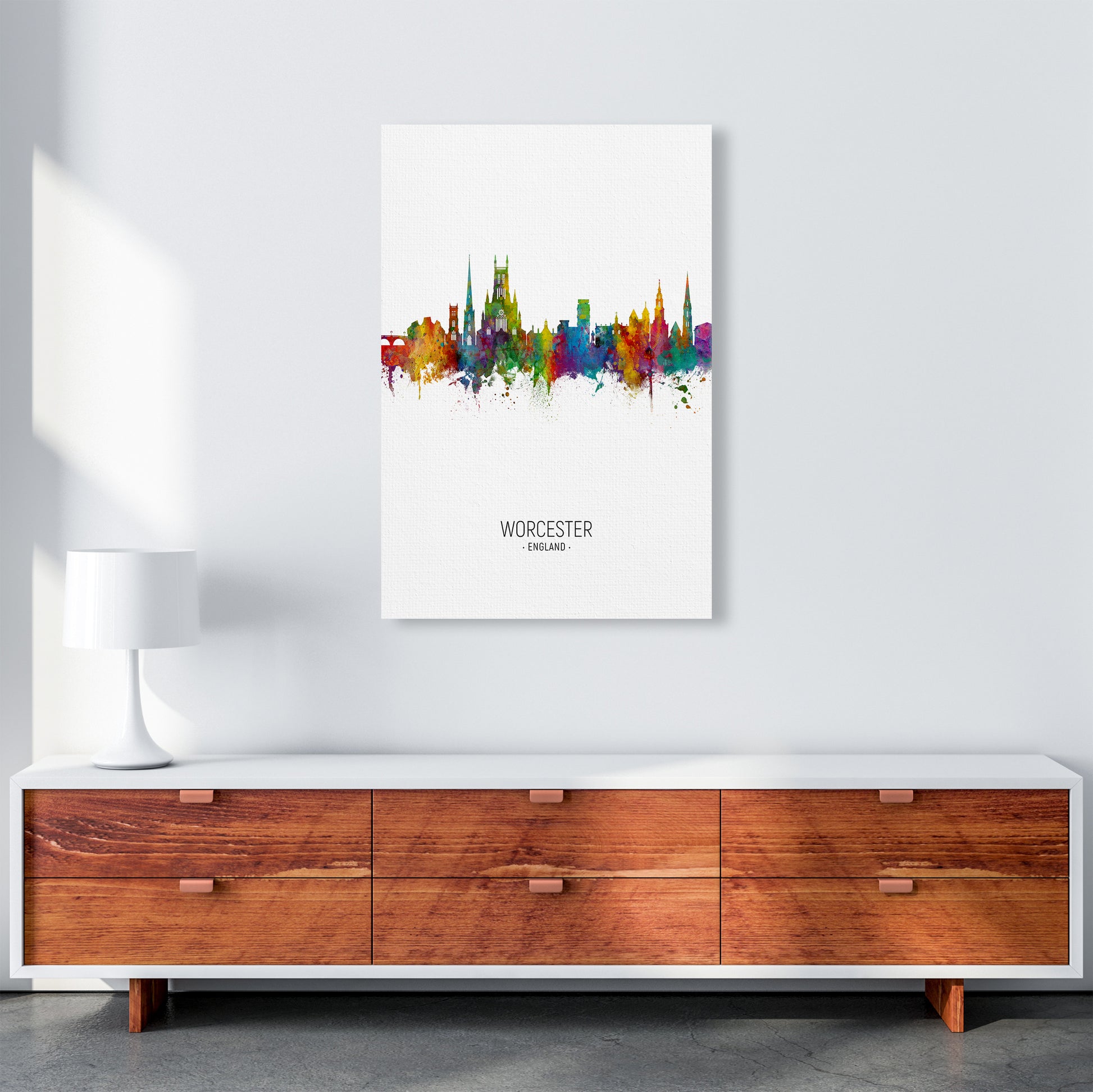 Worcester England Skyline Portrait Art Print by Michael Tompsett A1 Canvas