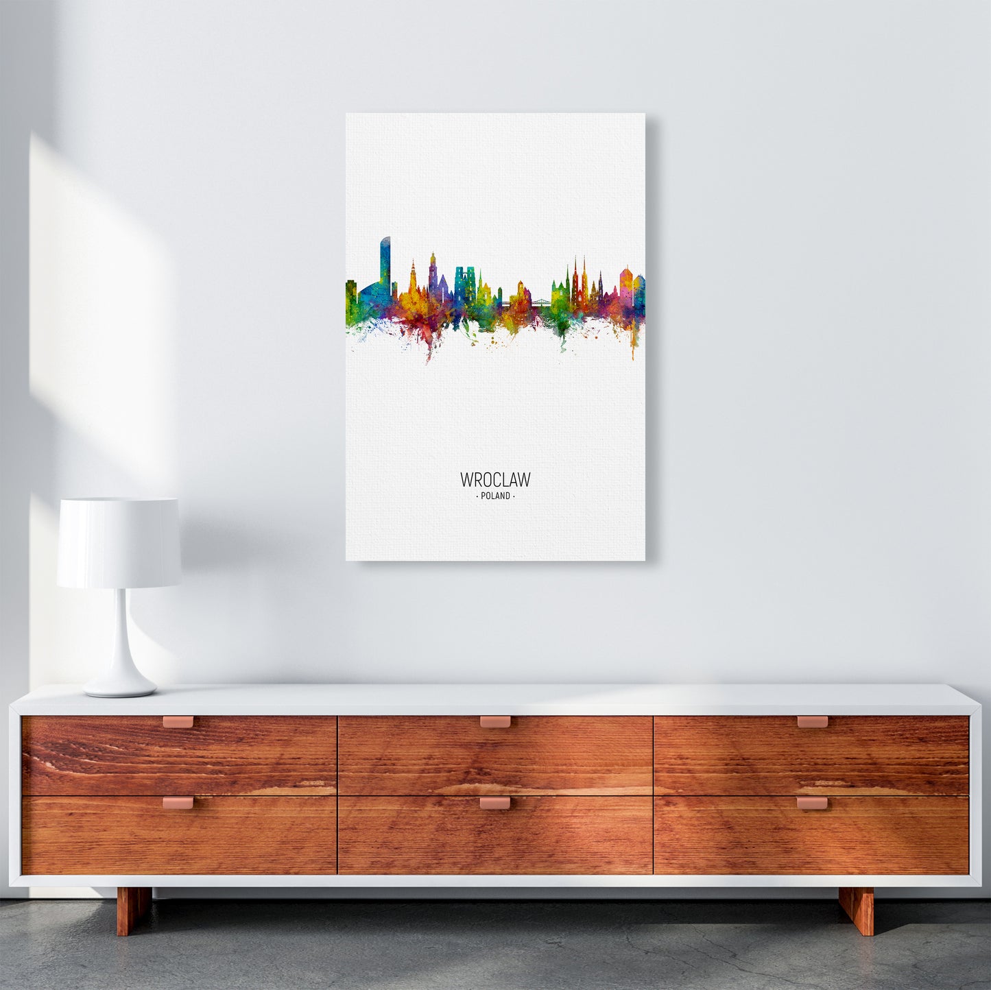 Wroclaw Poland Skyline Portrait Art Print by Michael Tompsett A1 Canvas
