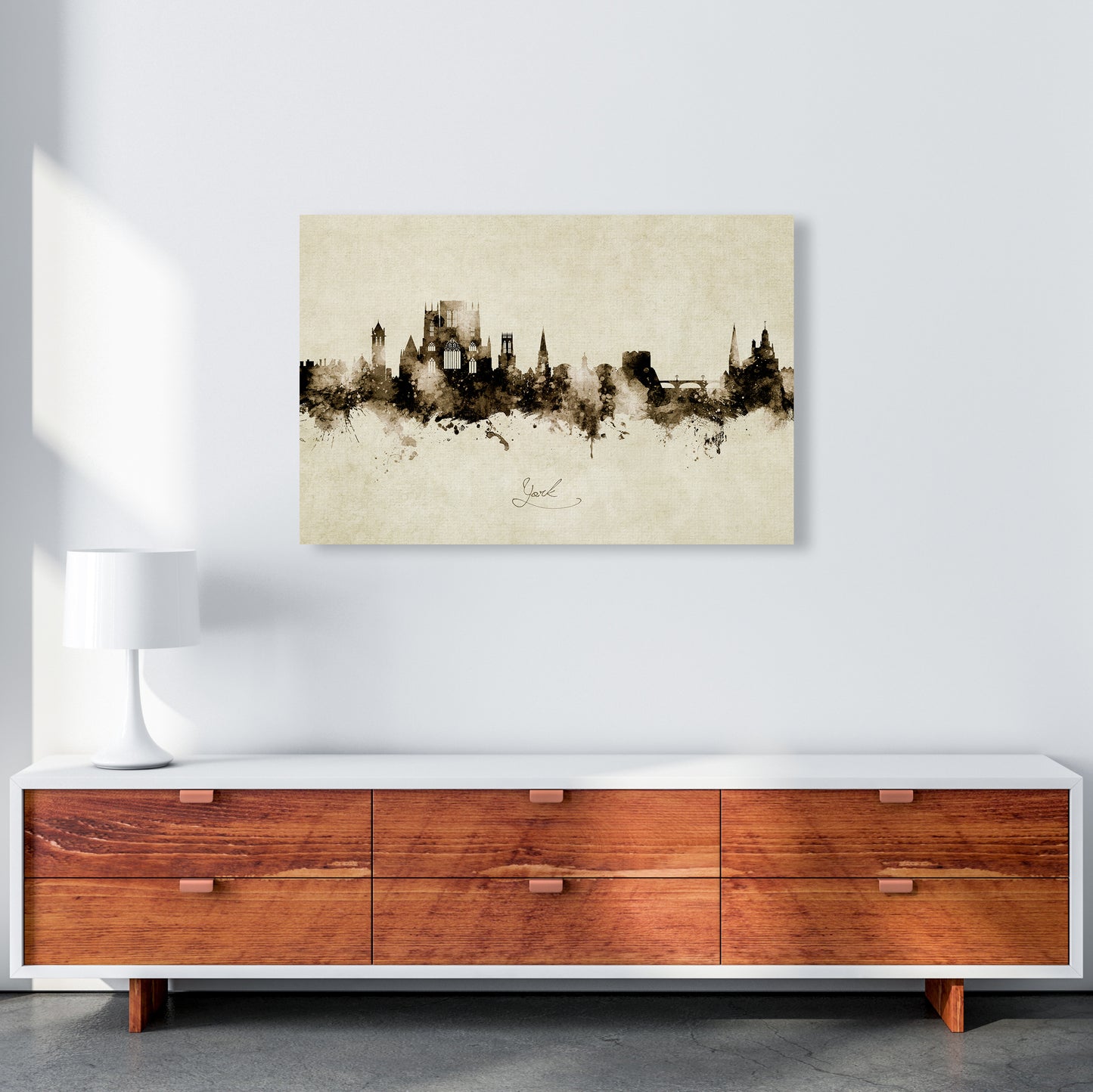 York England Skyline Vintage Art Print by Michael Tompsett A1 Canvas