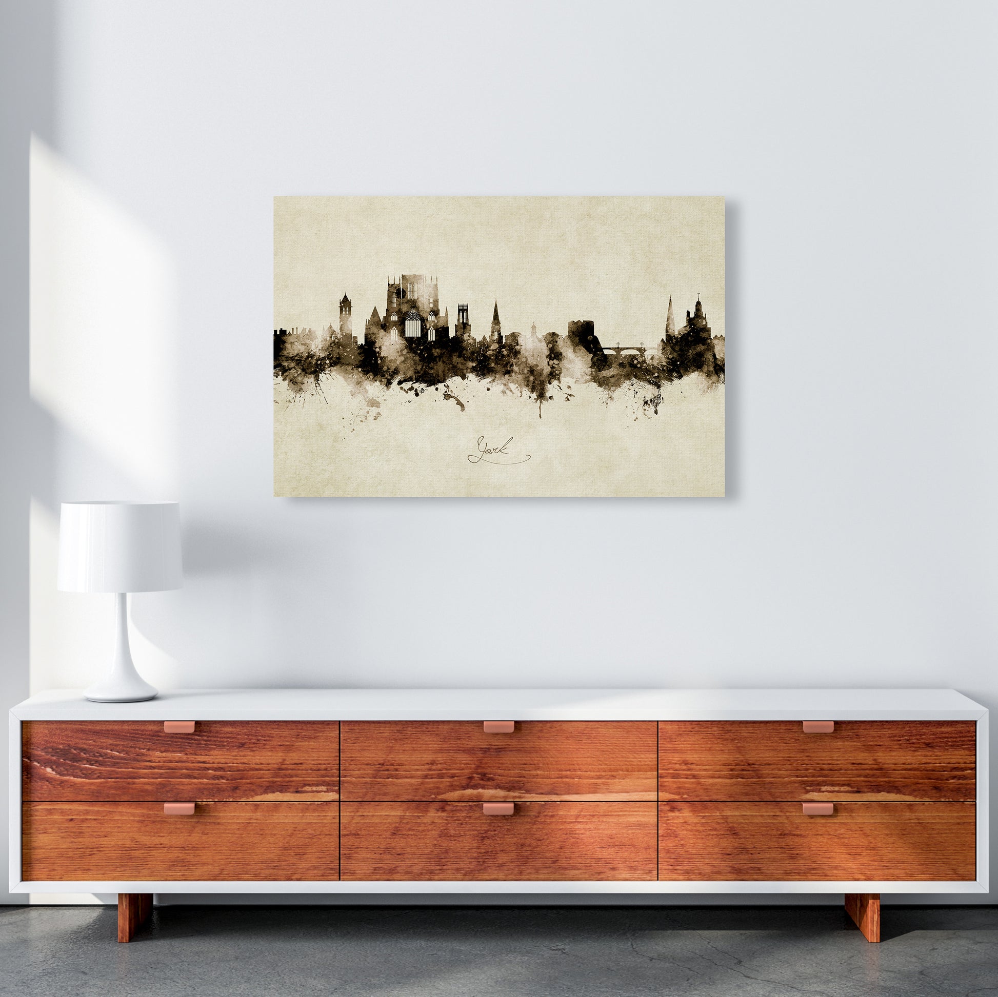 York England Skyline Vintage Art Print by Michael Tompsett A1 Canvas