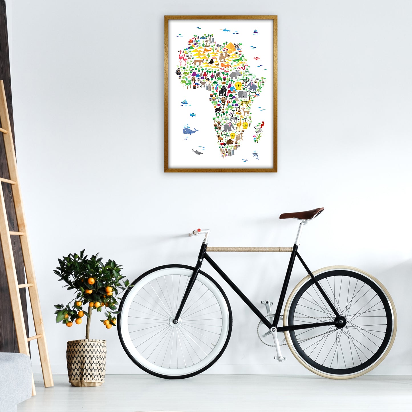 Animal Map of Africa Nursery Art Print by Michael Tompsett A1 Print Only