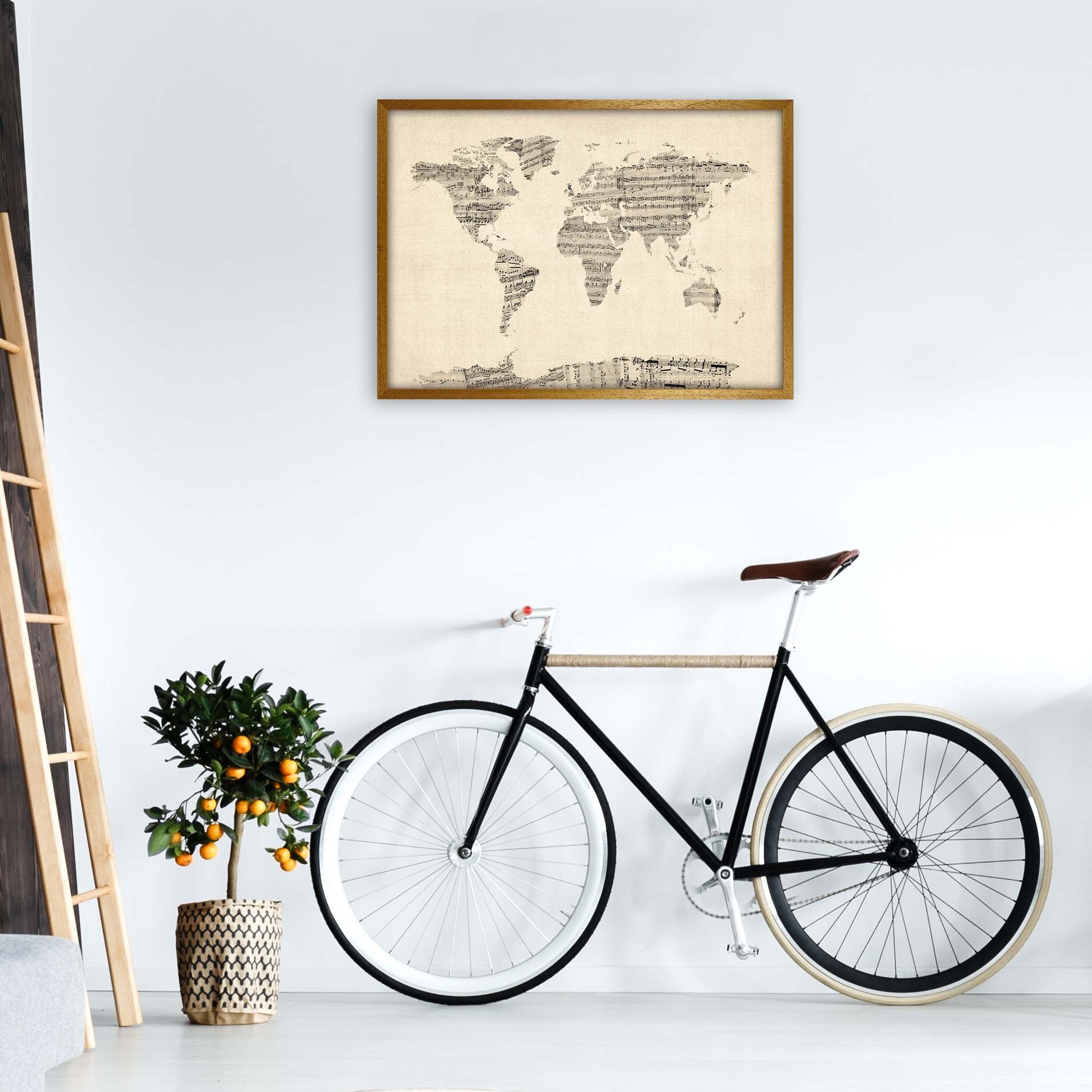 Sheet Music Map of the World Art Print by Michael Tompsett A1 Print Only