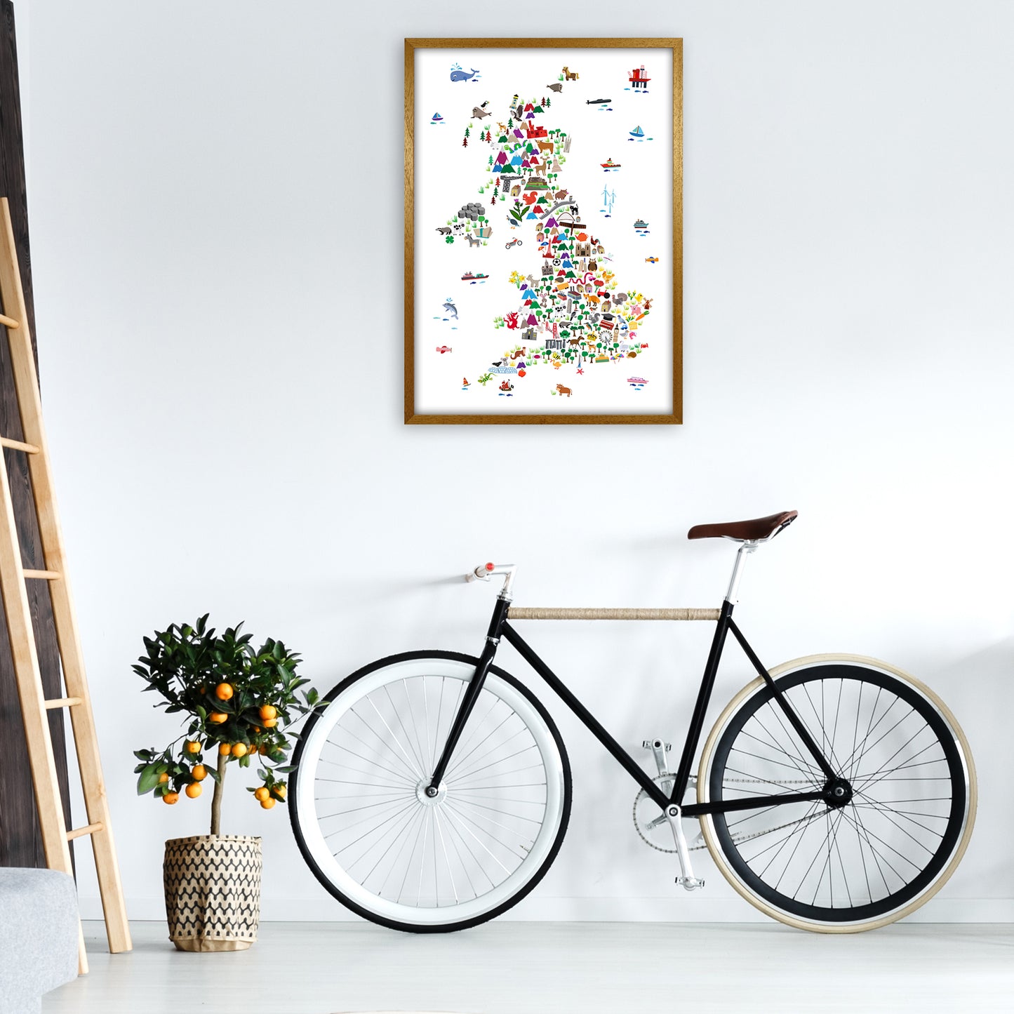 Animal Map of Great Britain Art Print by Michael Tompsett A1 Print Only