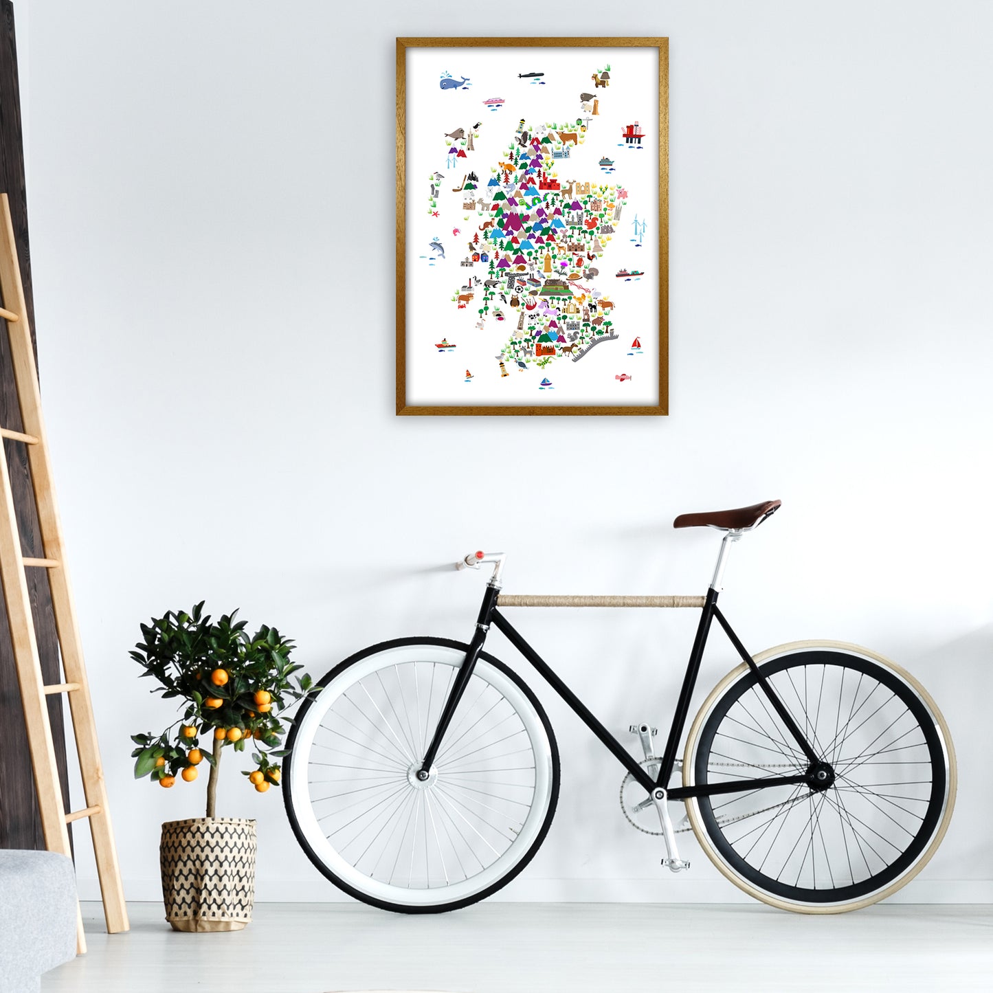 Animal Map of Scotland Nursery Print by Michael Tompsett A1 Print Only