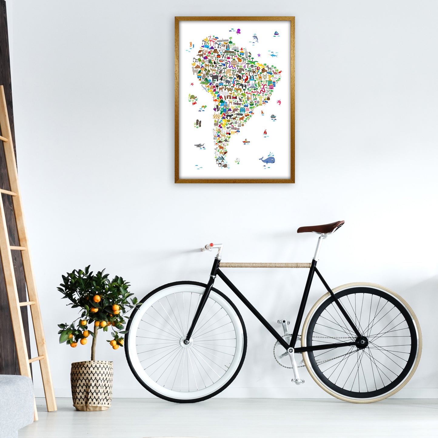 Animal Map of South America Nursery Print by Michael Tompsett A1 Print Only