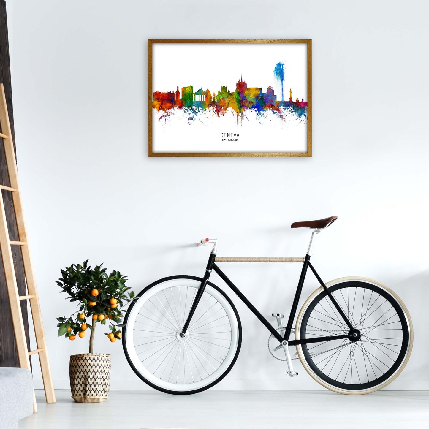 Geneva Switzerland Skyline Art Print by Michael Tompsett A1 Print Only