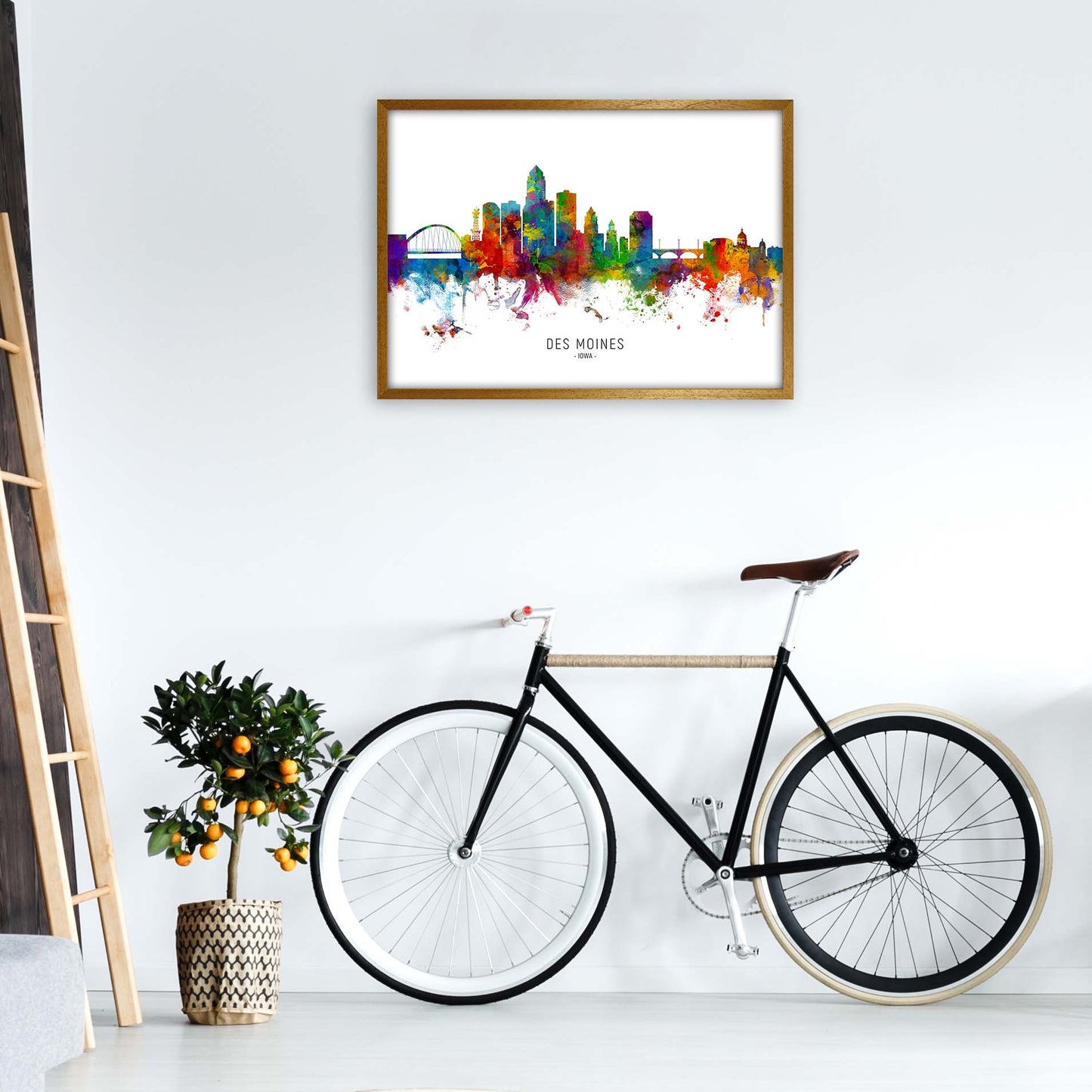 Des Moines Iowa Skyline Art Print by Michael Tompsett A1 Print Only