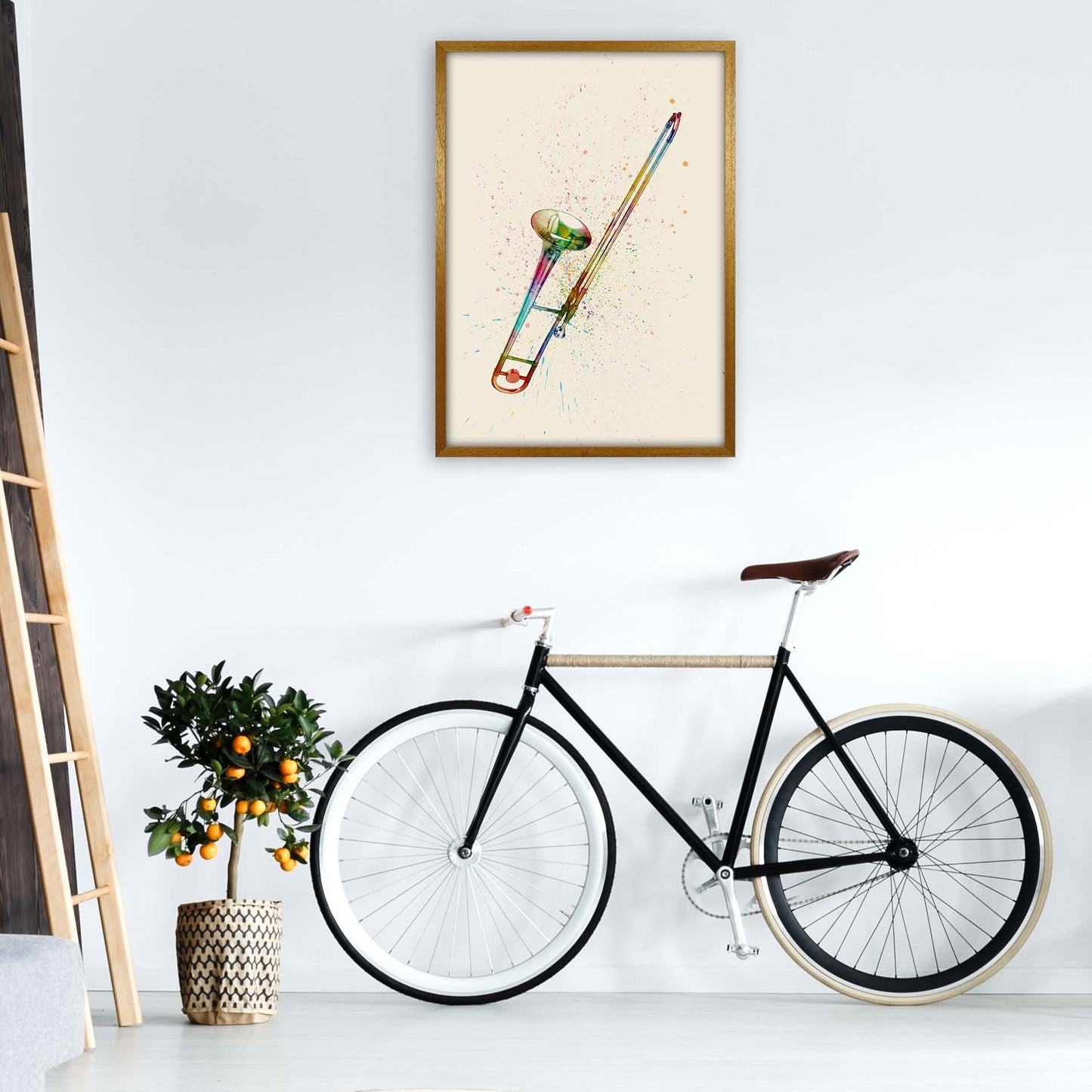 Trombone Watercolour Multi-Colour Print by Michael Tompsett A1 Print Only