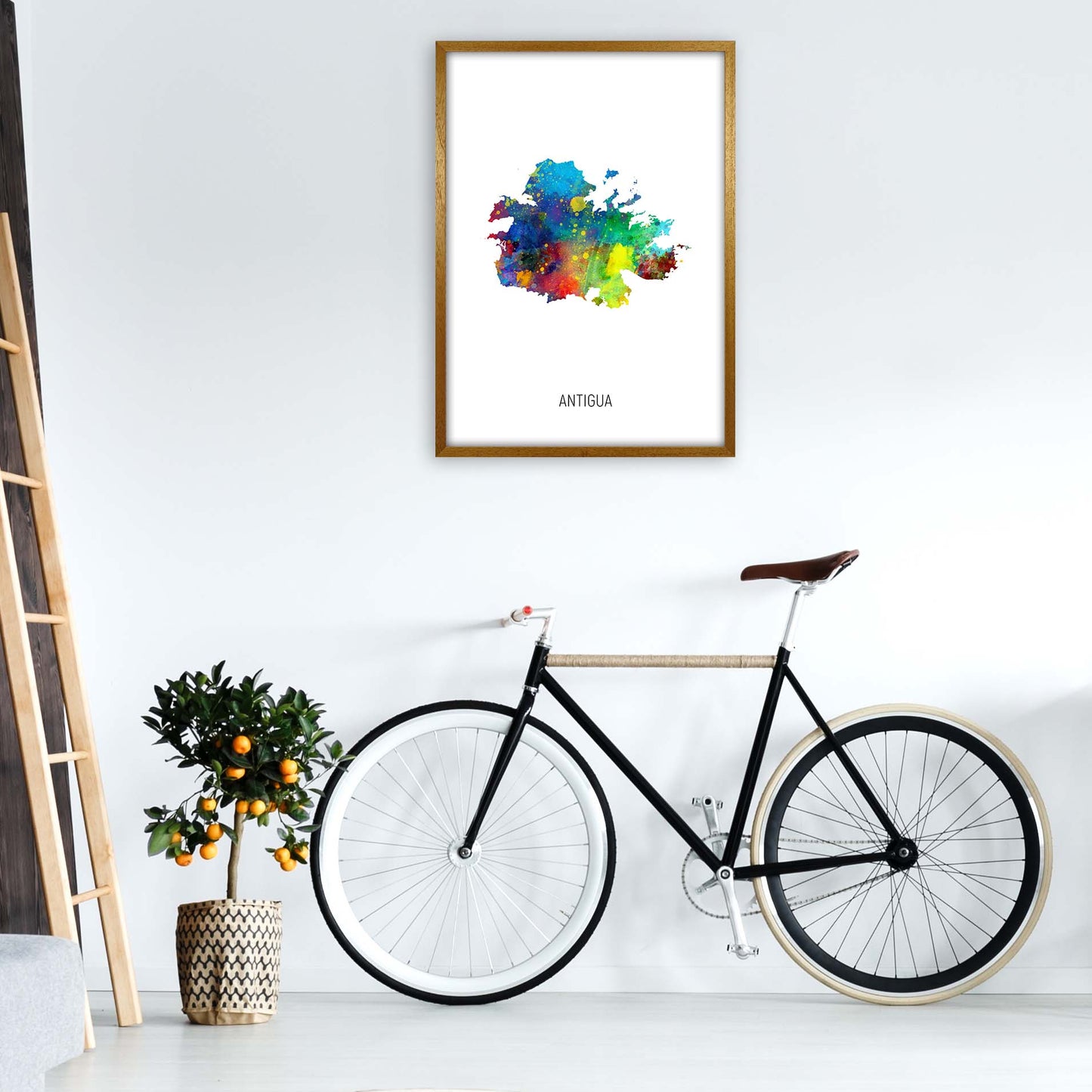 Antigua Watercolour Map Art Print by Michael Tompsett A1 Print Only