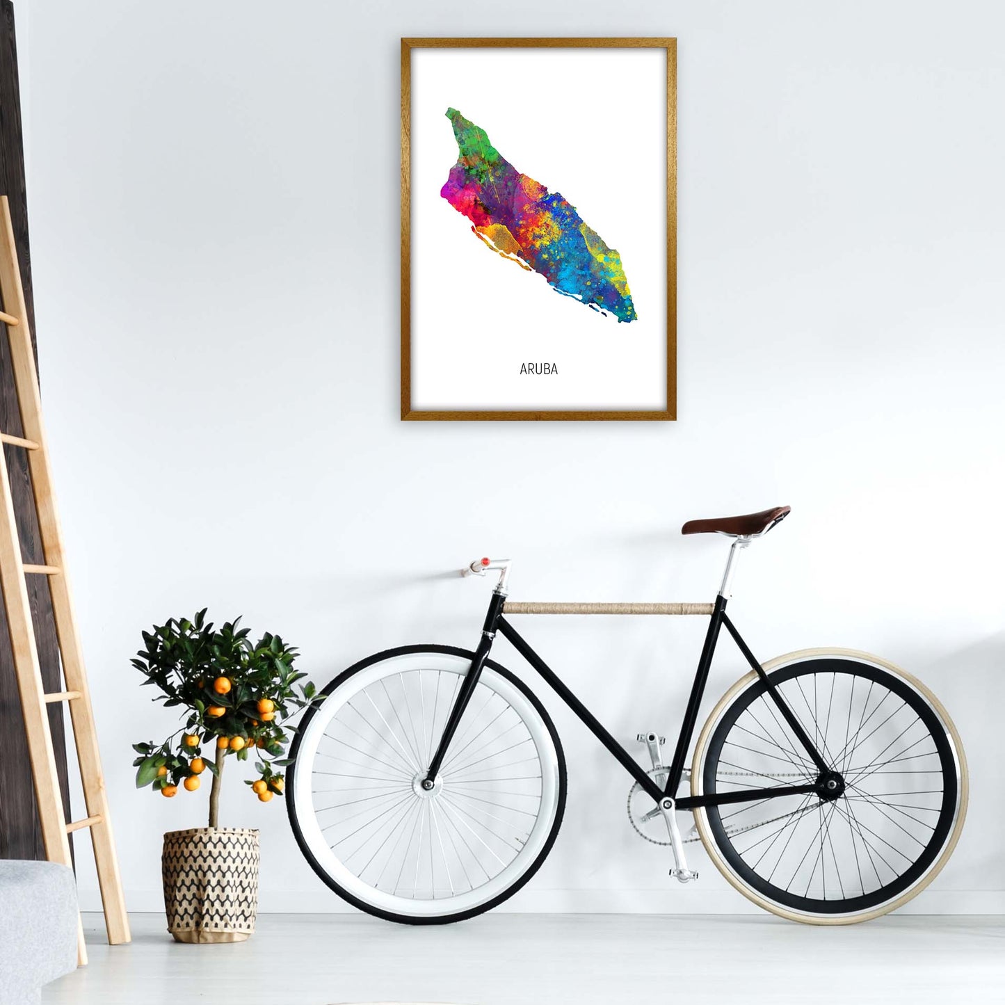 Aruba Watercolour Map Art Print by Michael Tompsett A1 Print Only