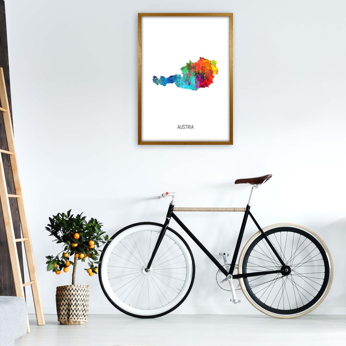 Austria Watercolour Map Art Print by Michael Tompsett A1 Print Only