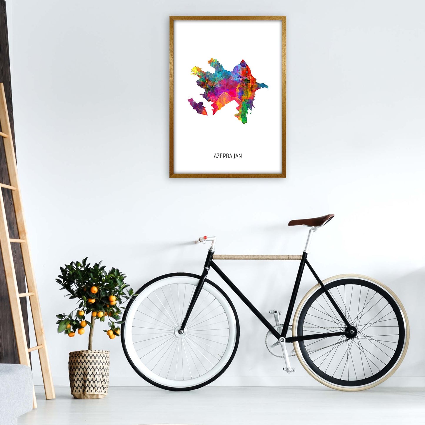 Azerbaijan Watercolour Map Art Print by Michael Tompsett A1 Print Only