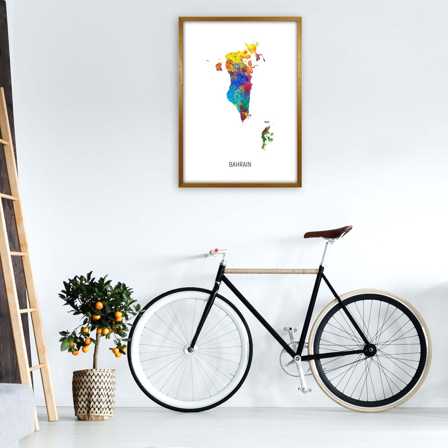 Bahrain Watercolour Map Art Print by Michael Tompsett A1 Print Only