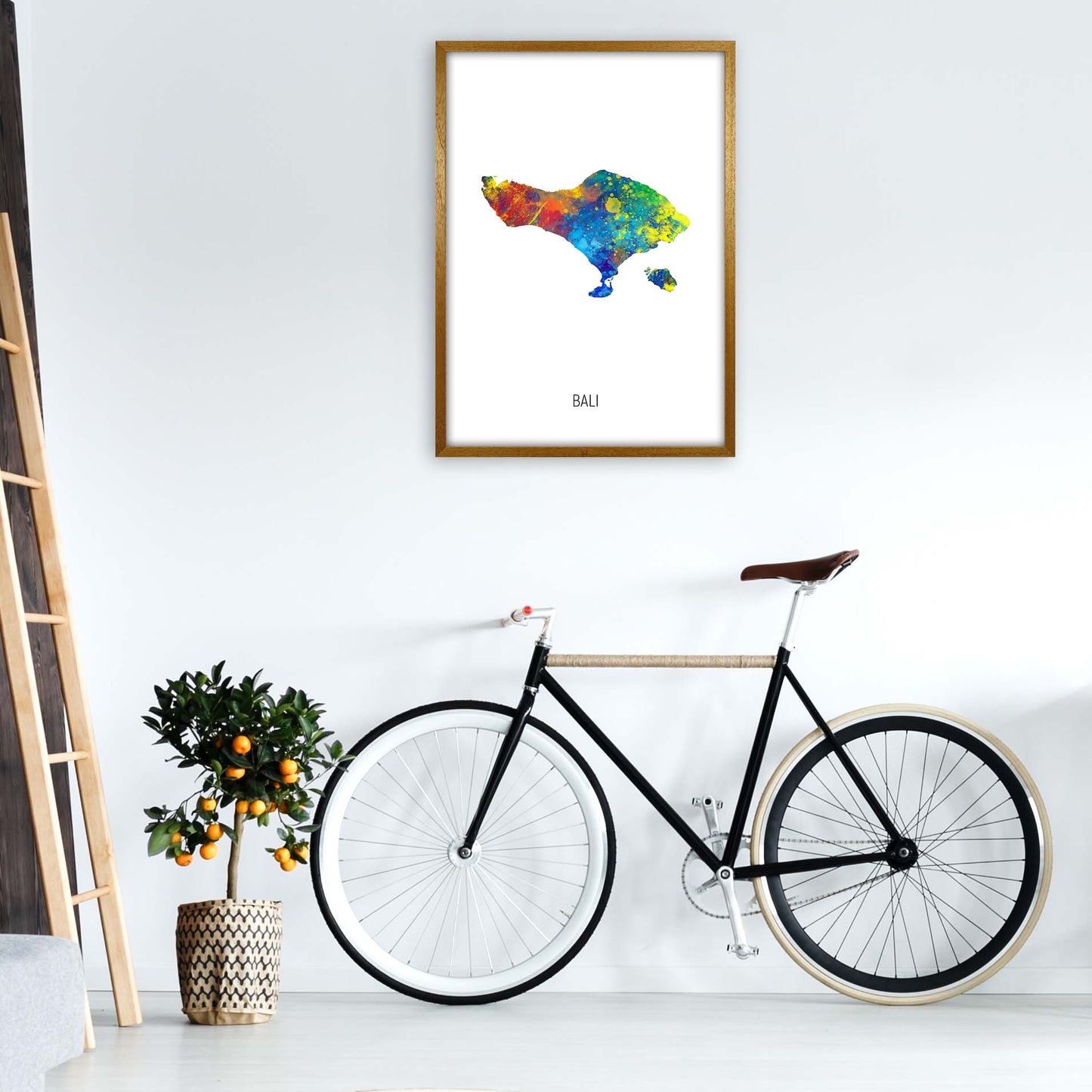 Bali Watercolour Map Art Print by Michael Tompsett A1 Print Only